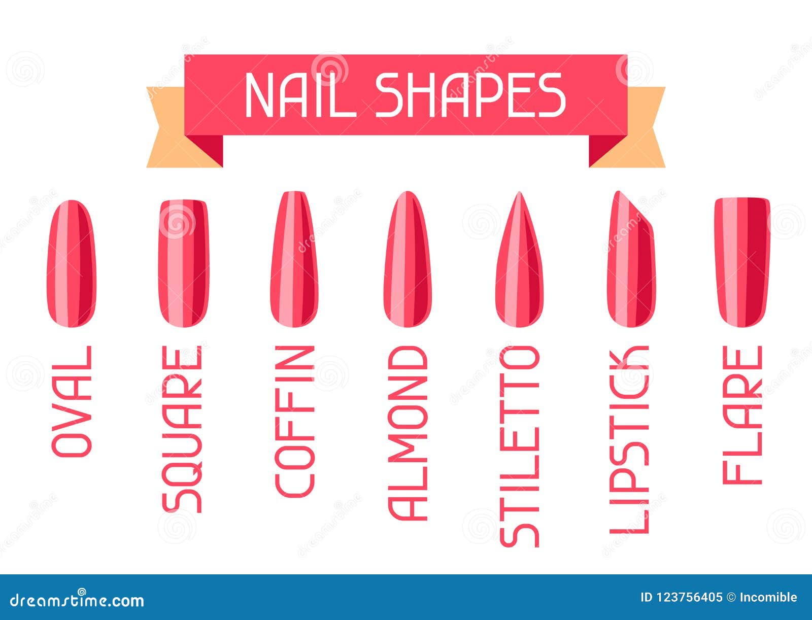 Acrylic nail shapes set. stock vector. Illustration of element - 123756405