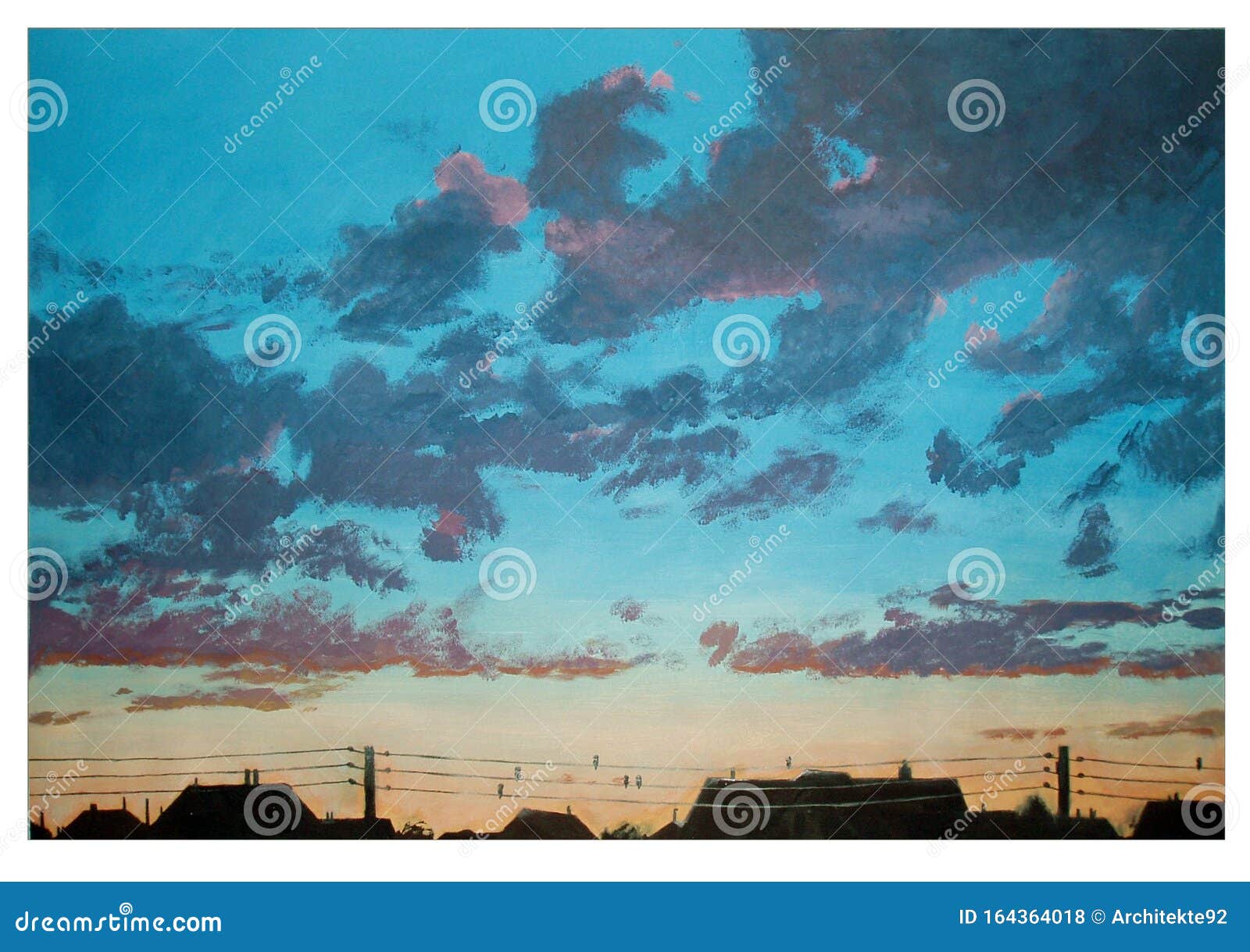 Acrylic Painting Of A Sunset Sky Stock Illustration Illustration Of Acrylic Painting