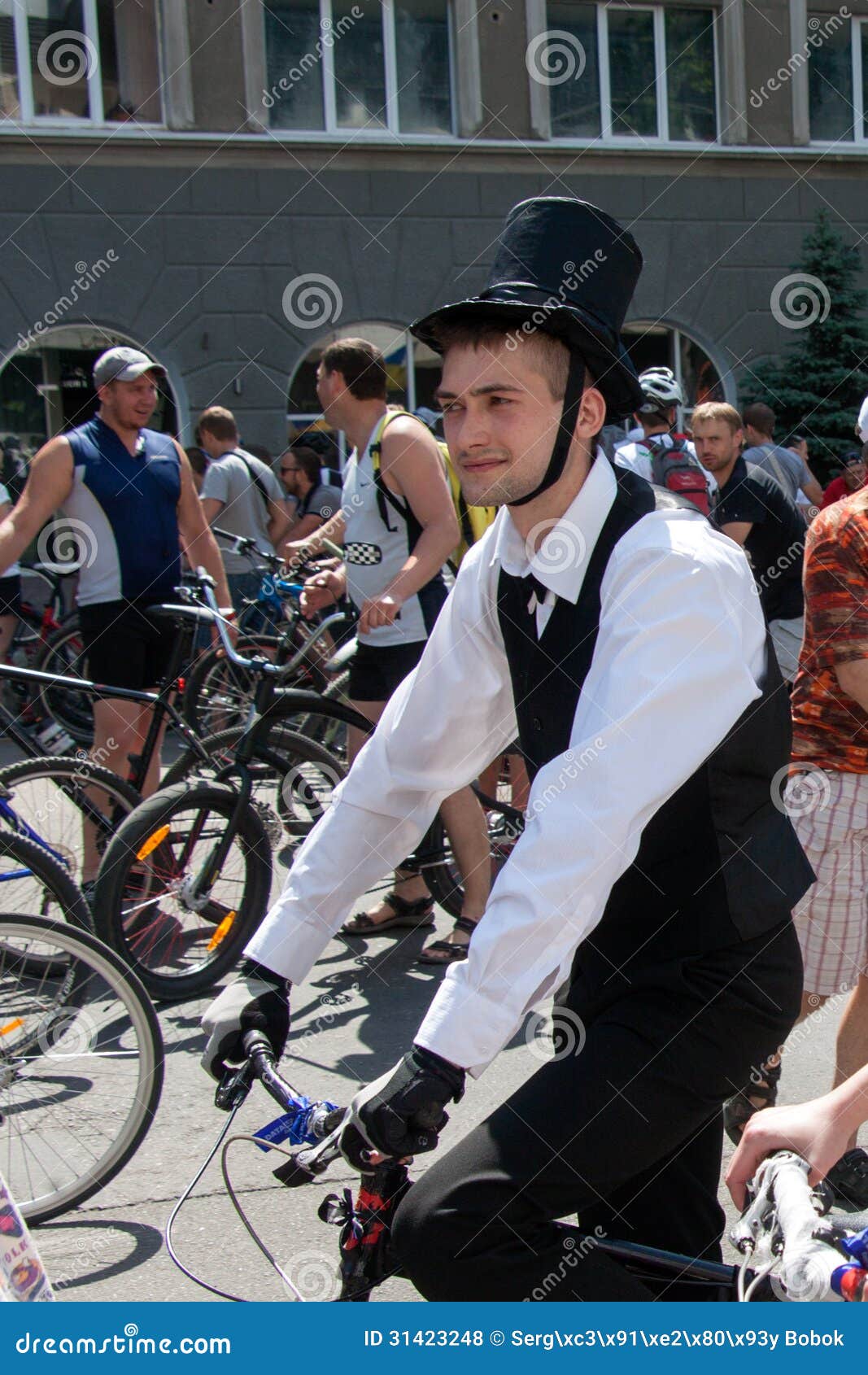 Action within the Ukrainian Bicycle Day in Kharkiv Editorial Stock