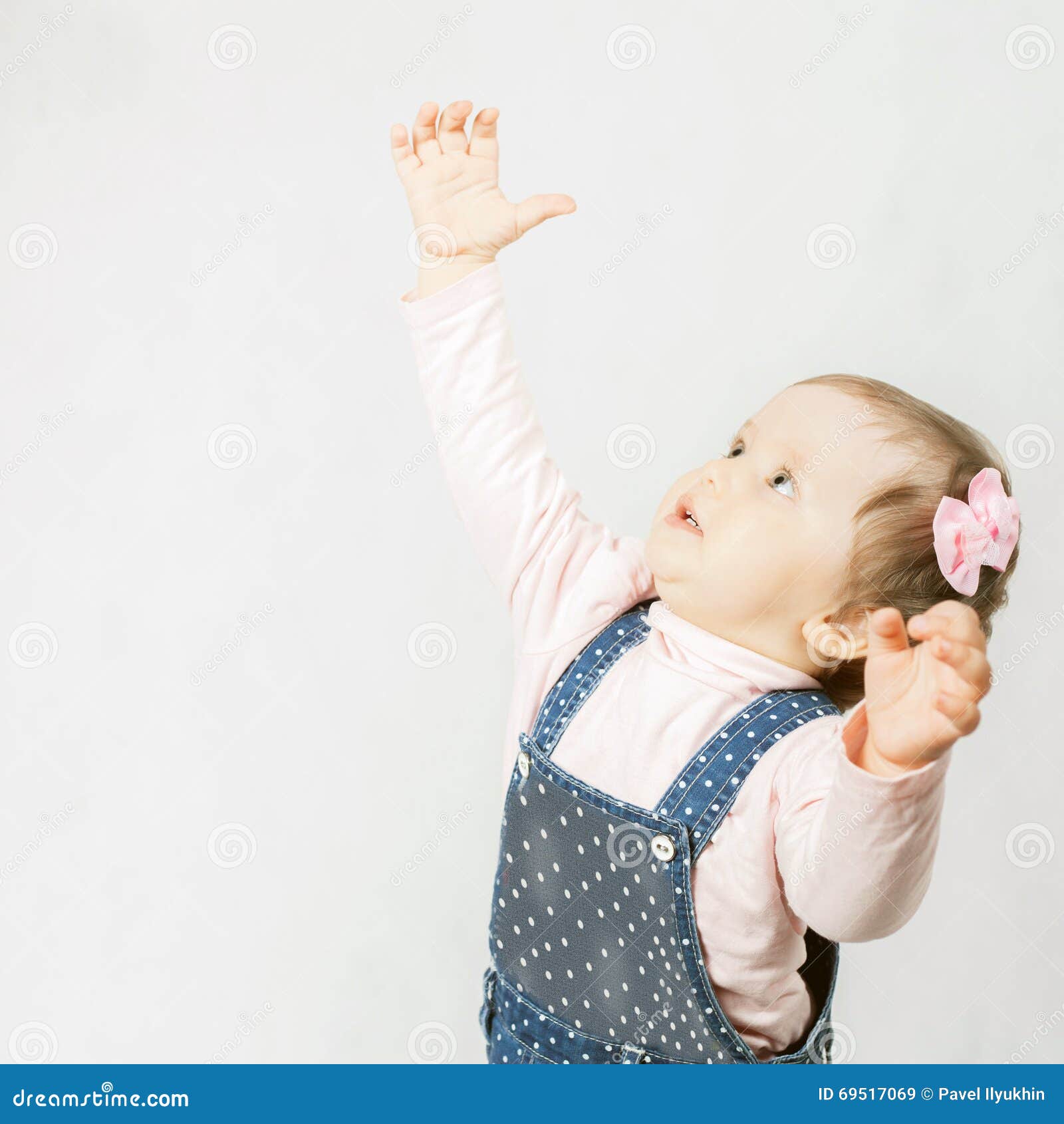 Active Baby Pulls Her Hands Up Stock Image Image of funny, infant