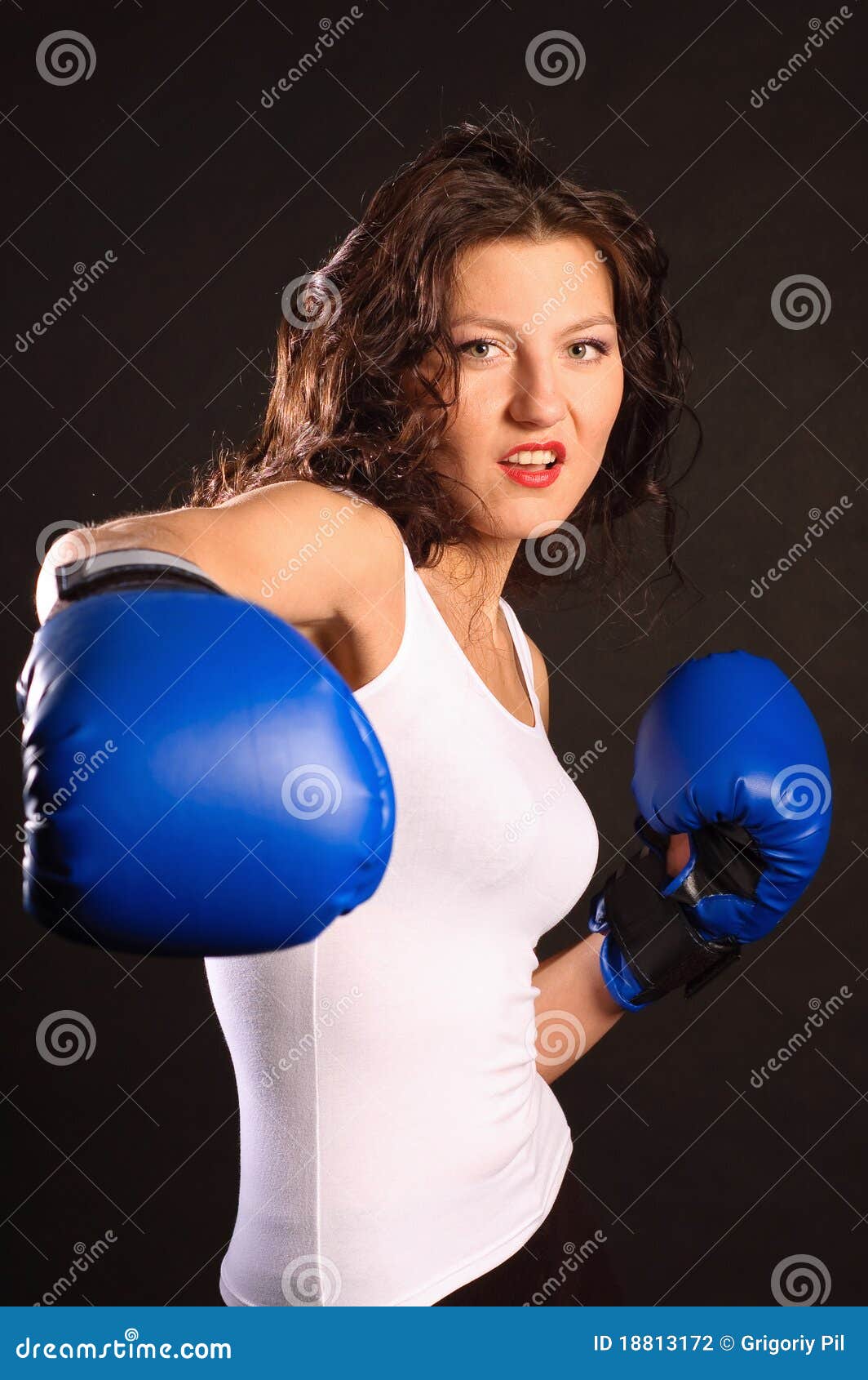 Active boxer. stock photo. Image of female, attack, expressive 18813172