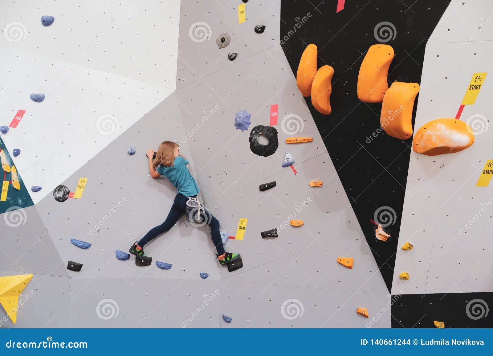 Active Teen is on the Climbing Wall Stock Photo Image of hitch, happy