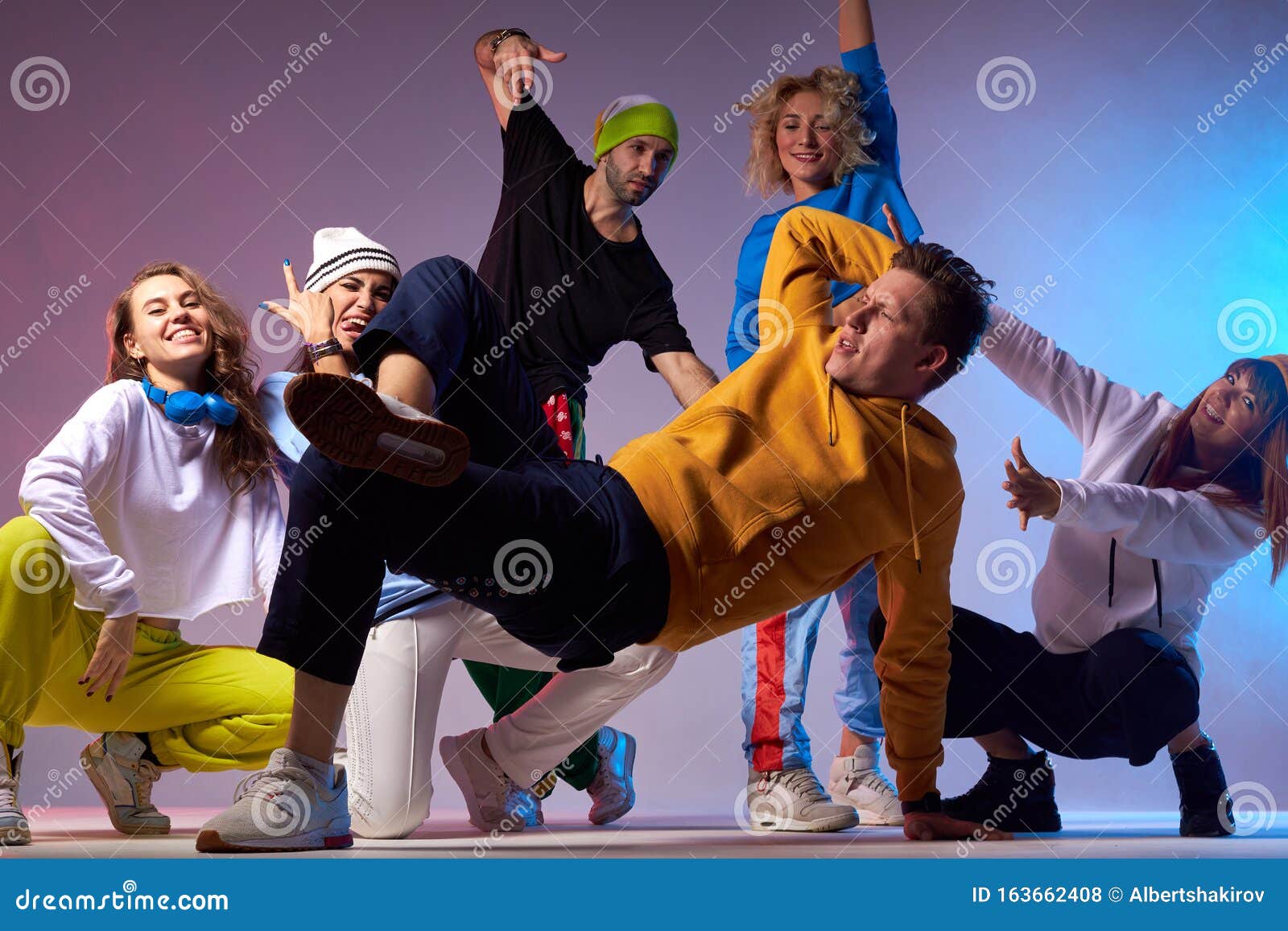 Active Group of Dancers in Dance Hall Stock Photo Image of person