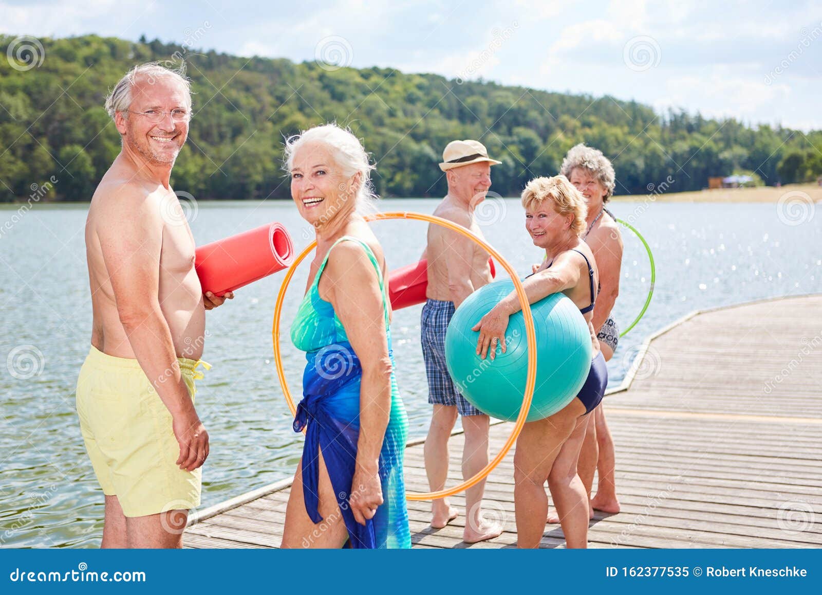 Active Group Seniors is on Vacation at the Lake Stock Image Image of