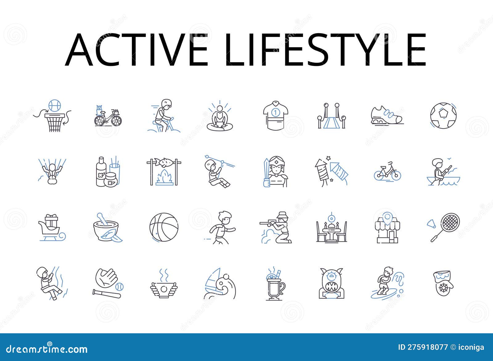 active lifestyle line icons collection. vibrant health, dynamic living, robust fitness, energetic movement, agile motion