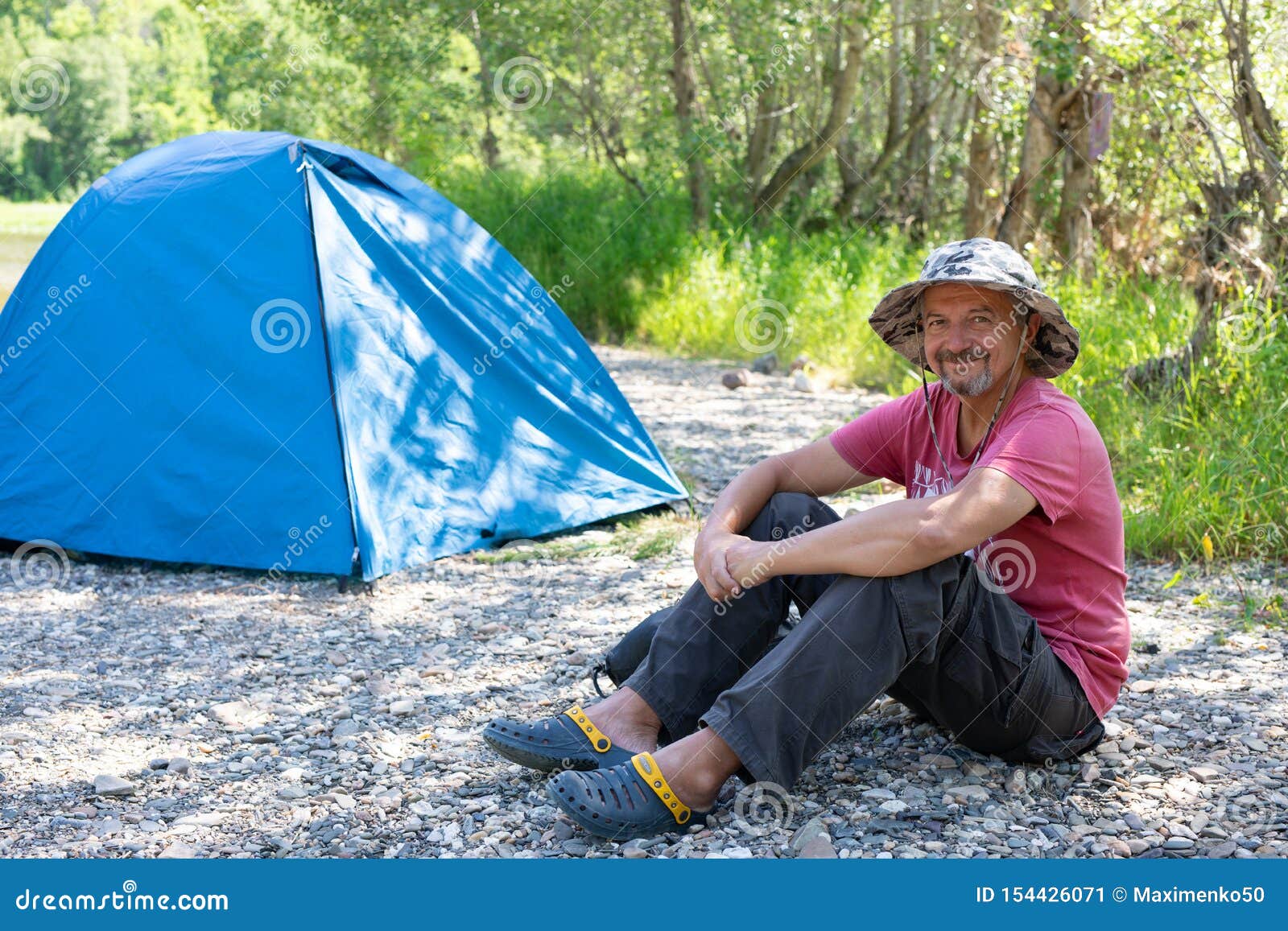 Active Lifestyle in Old Age Concept. Camping, Tourism in the Elderly ...