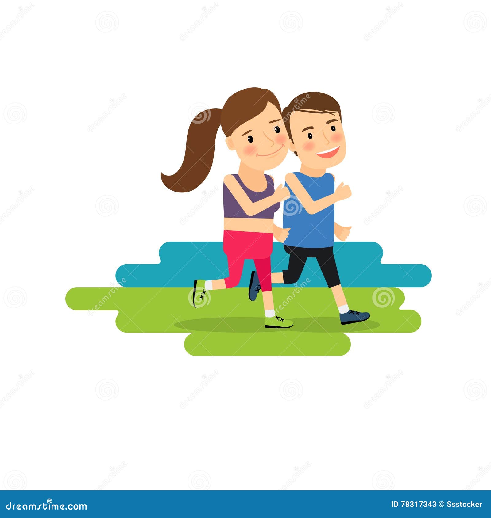 Active Lifestyle Running Boy and Girl Stock Vector - Illustration of ...