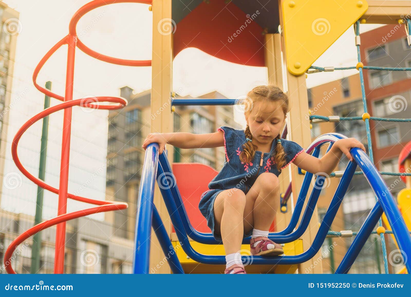 Active Little Girl on Playground Stock Photo Image of park, happiness