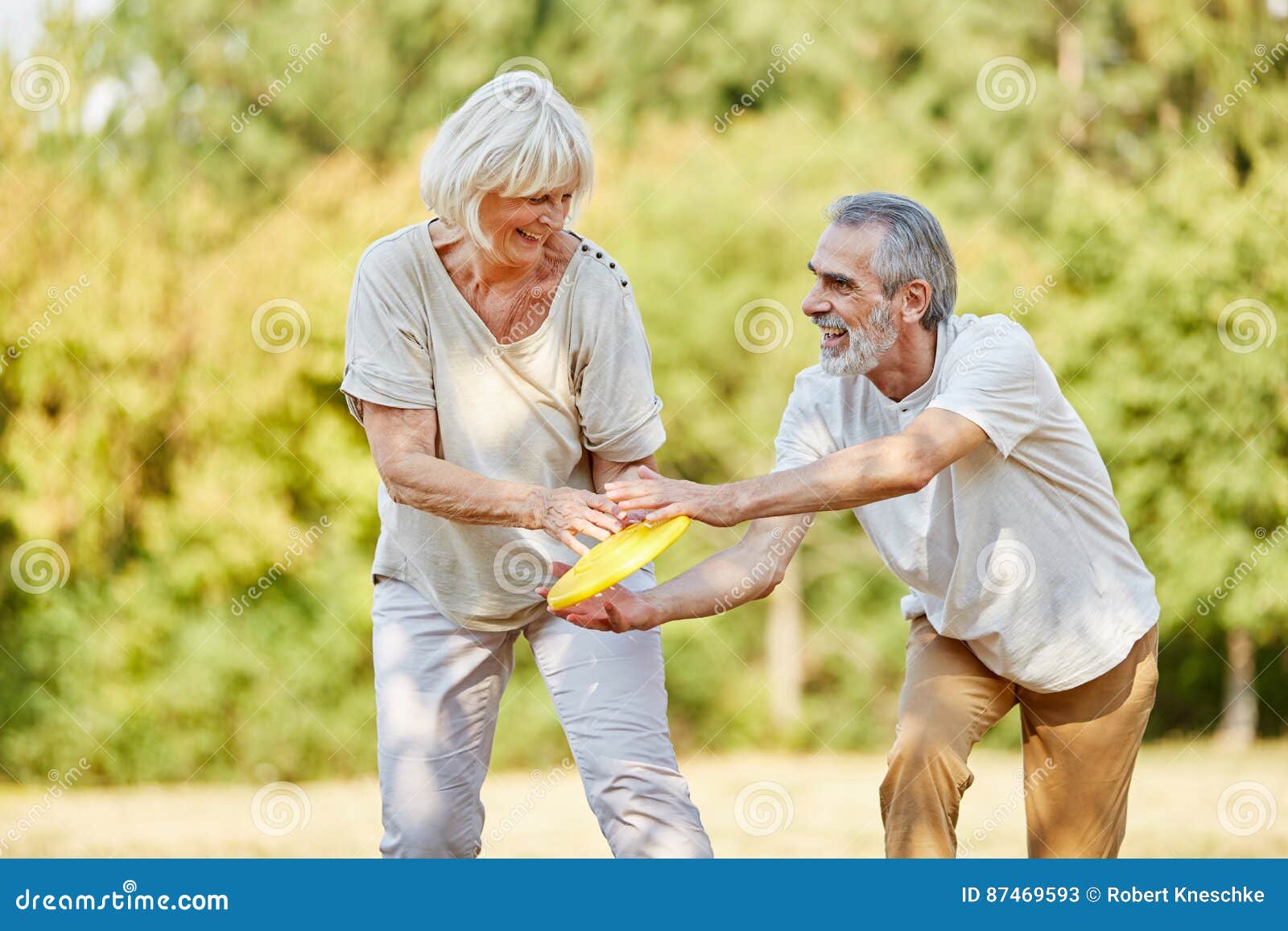 Active Senior Citizens Playing Frisbee Stock Image Image of hands