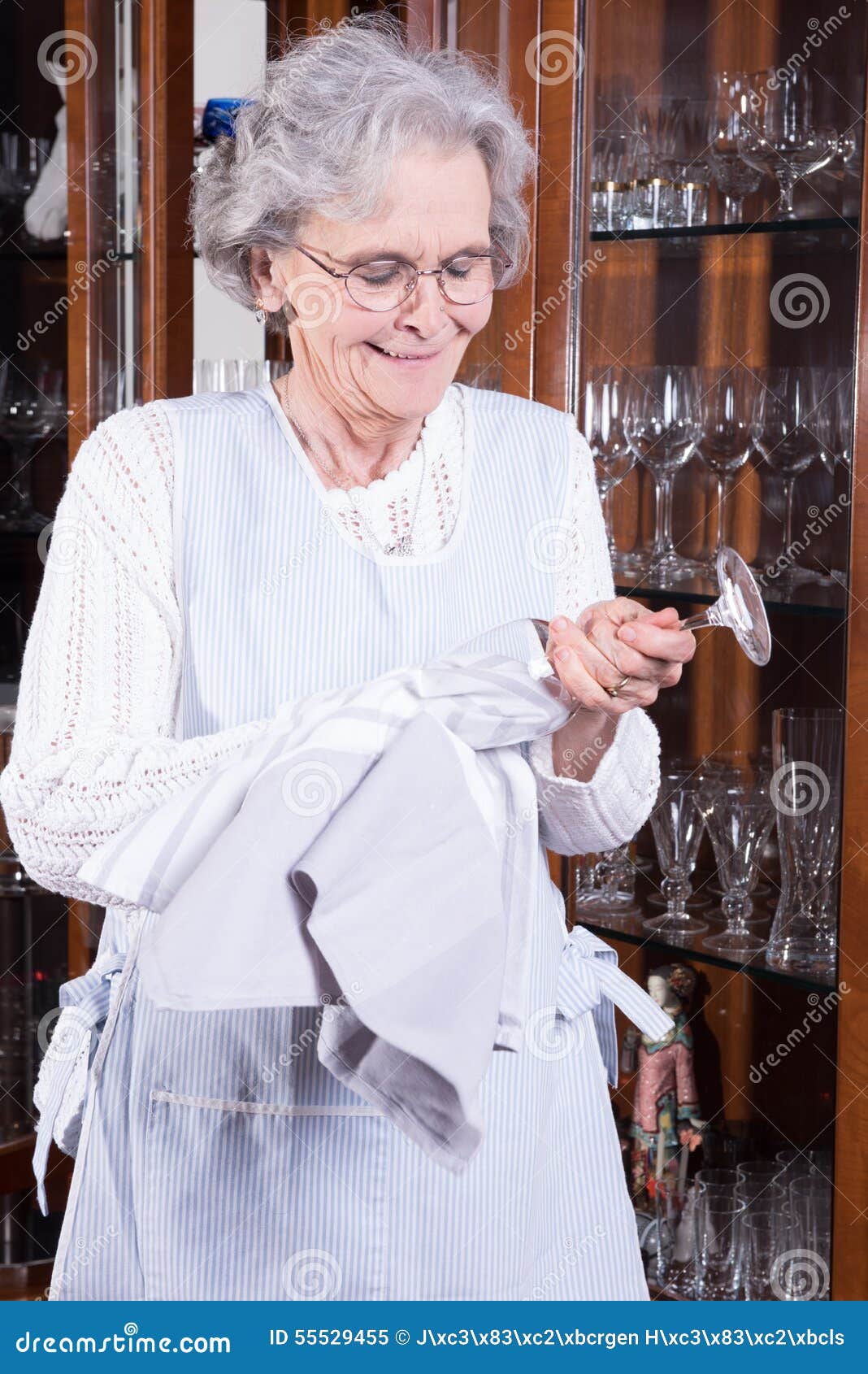 Active Senior is Polishing Glasses Stock Image Image of kindness