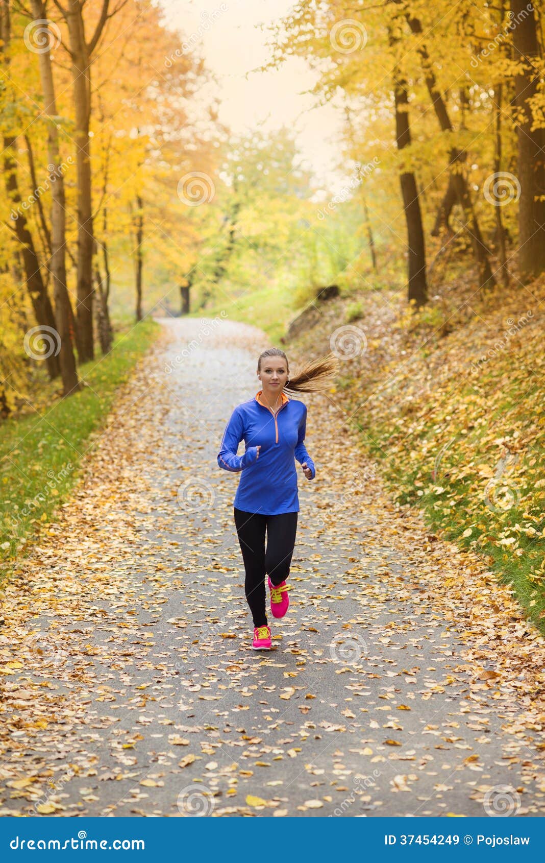 Active and Sporty Woman Runner in Autumn Nature Stock Image - Image of ...