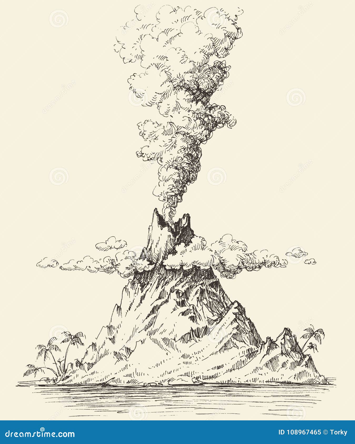 Vector Sketch Of The Volcano Stock Illustration  Download Image Now   Volcano Illustration Drawing  Art Product  iStock
