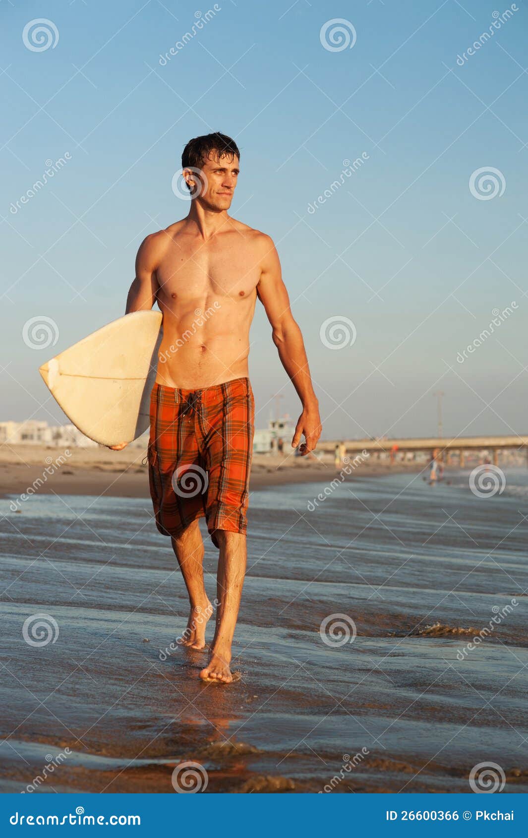 Active Young Surfer Holding a Surfboard Stock Photo - Image of male ...