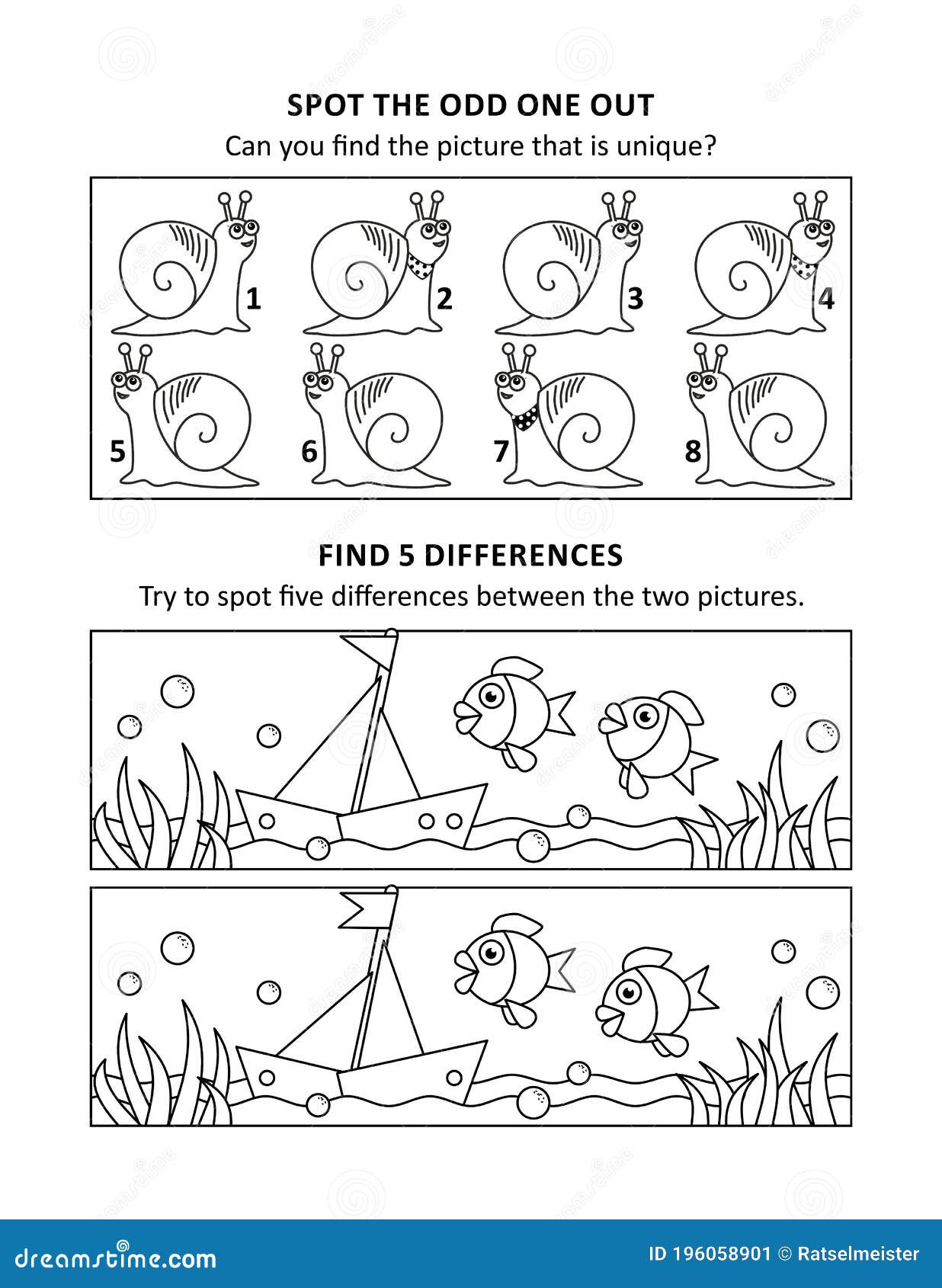 activity sheet for kids with two puzzles