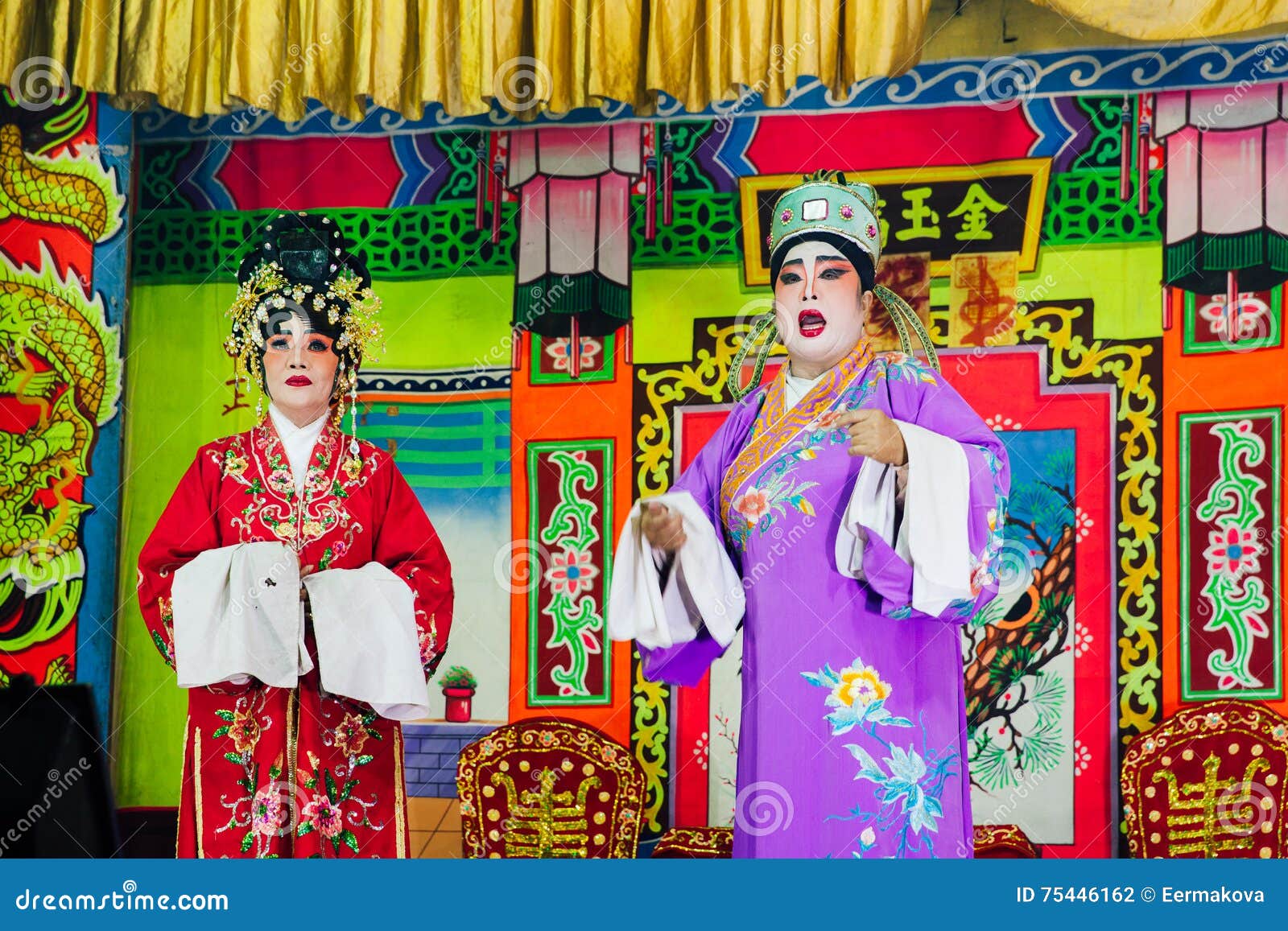 Actors Playing Traditional Chinese Opera Penang Malaysia Editorial