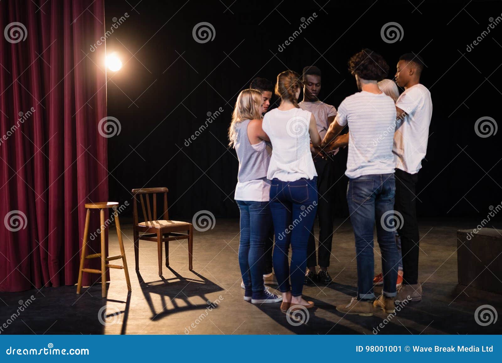 Actors Team Forming Their Hands Stacked Stock Image Image of drama