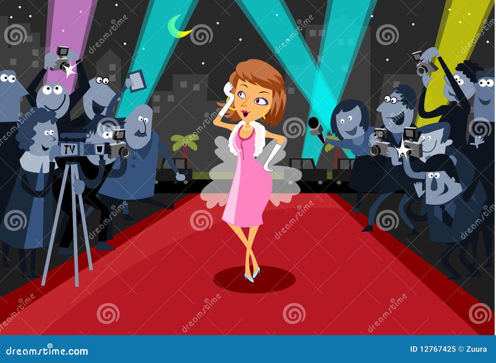 Actrice De Hollywood Sur Le Tapis Rouge Illustration de Vecteur