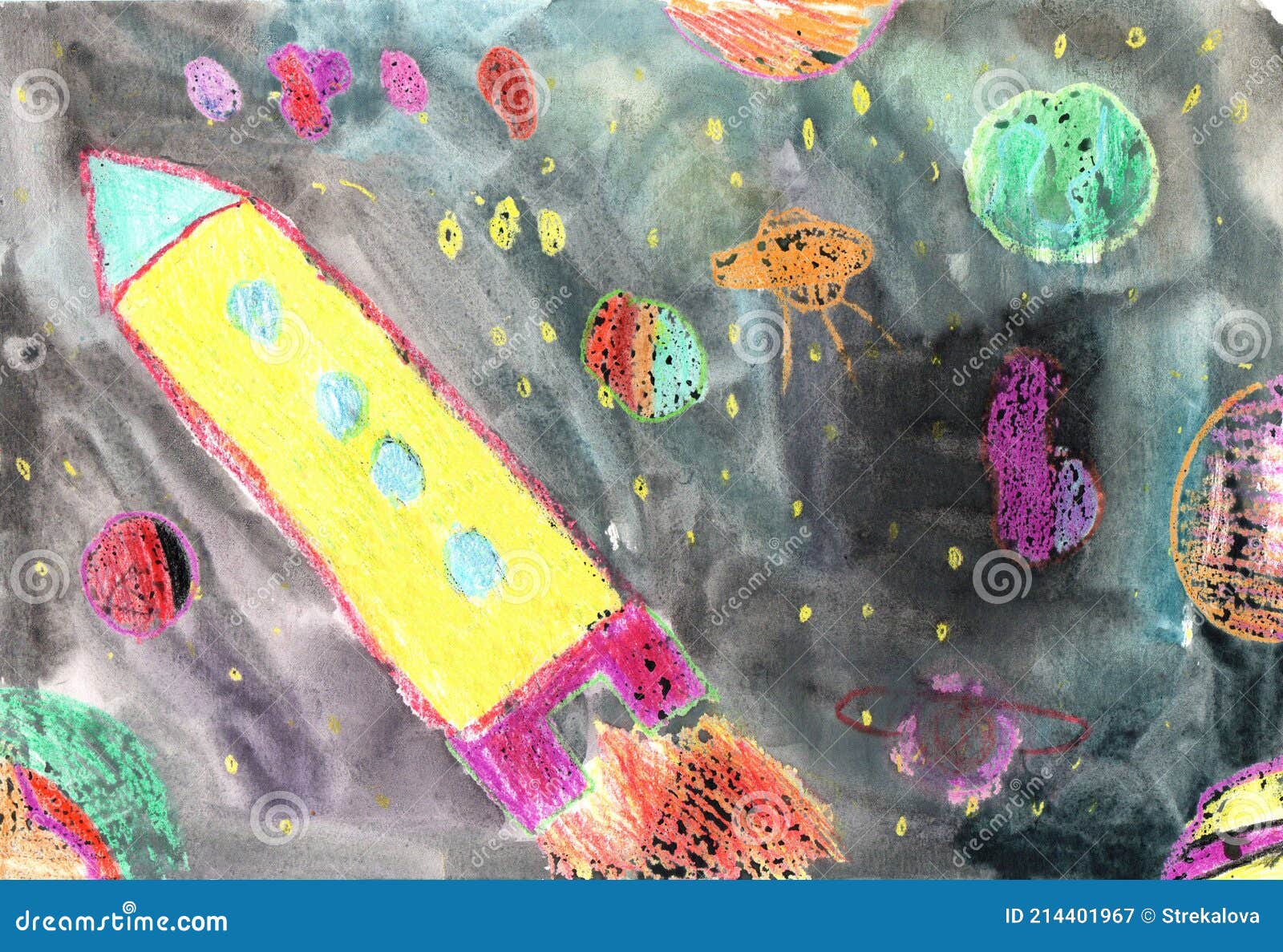 Acuarela Niños Dibujo Espacio Planeta Cohete Imagen de archivo - Imagen de  cabrito, galaxia: 214401967