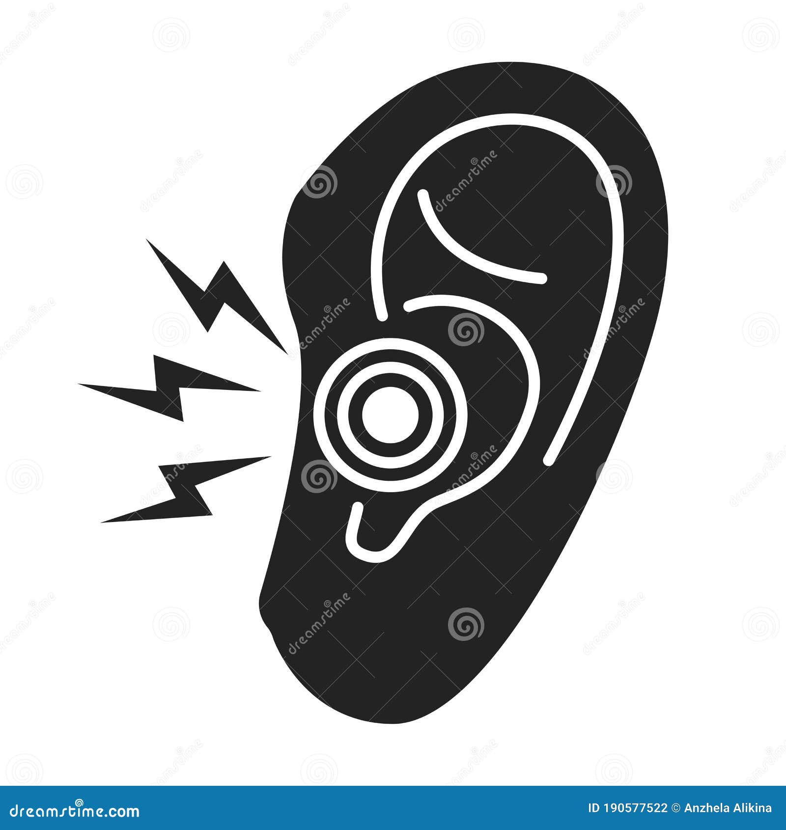 acute ear pain black glyph icon. otitis. inflammation eardrum   . outline pictogram for web page
