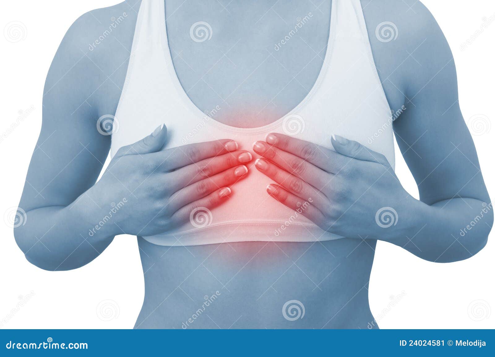 Acute Pain In A Woman Chest Stock Image - Image: 24024581