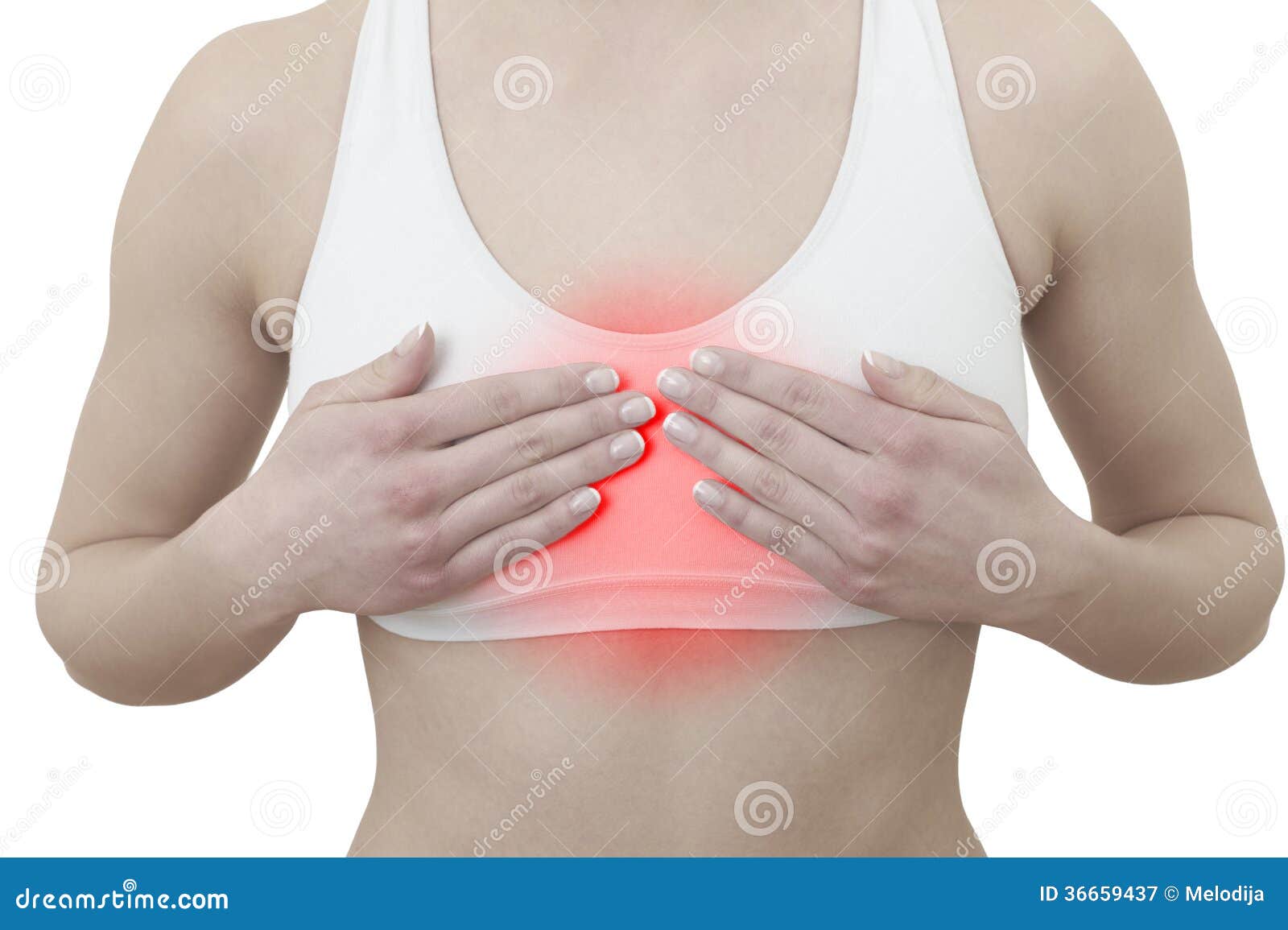 Acute Pain in a Woman Chest Stock Image - Image of bosom, chest