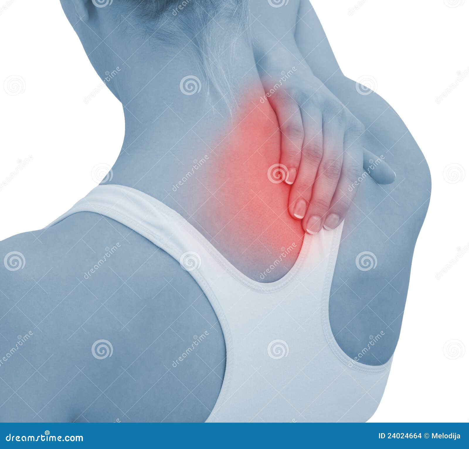 Acute pain in a woman neck stock photo. Image of cramp 24024664