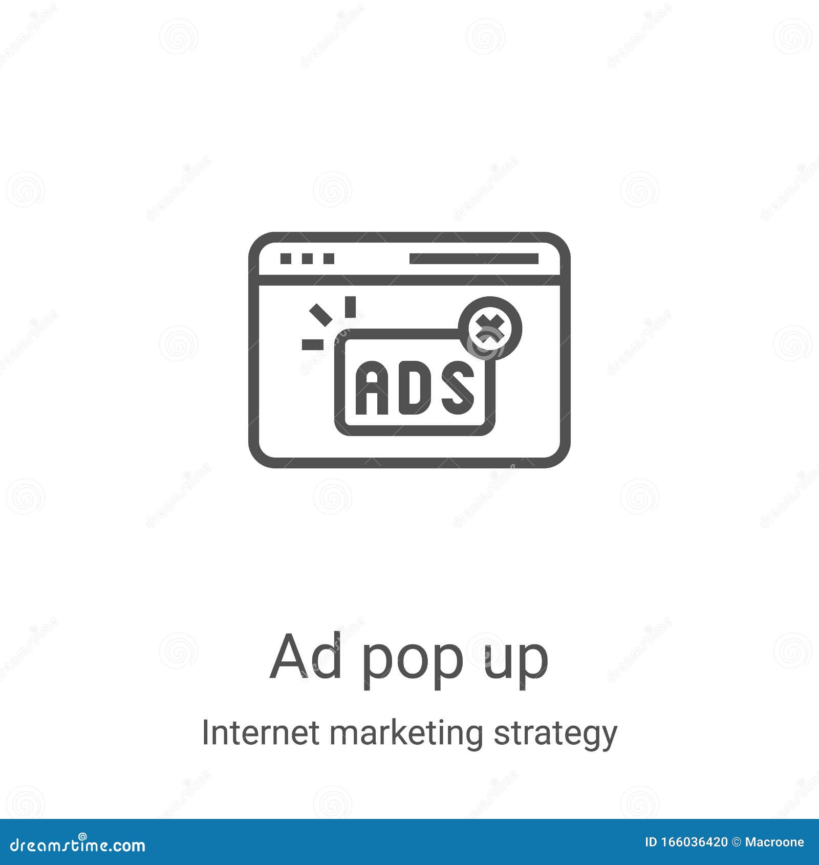 Ad Pop Up Icon Vector from Marketing Strategy Collection. Thin Line Ad Pop Up Outline Icon Vector Stock Vector - Illustration blank, website: 166036420