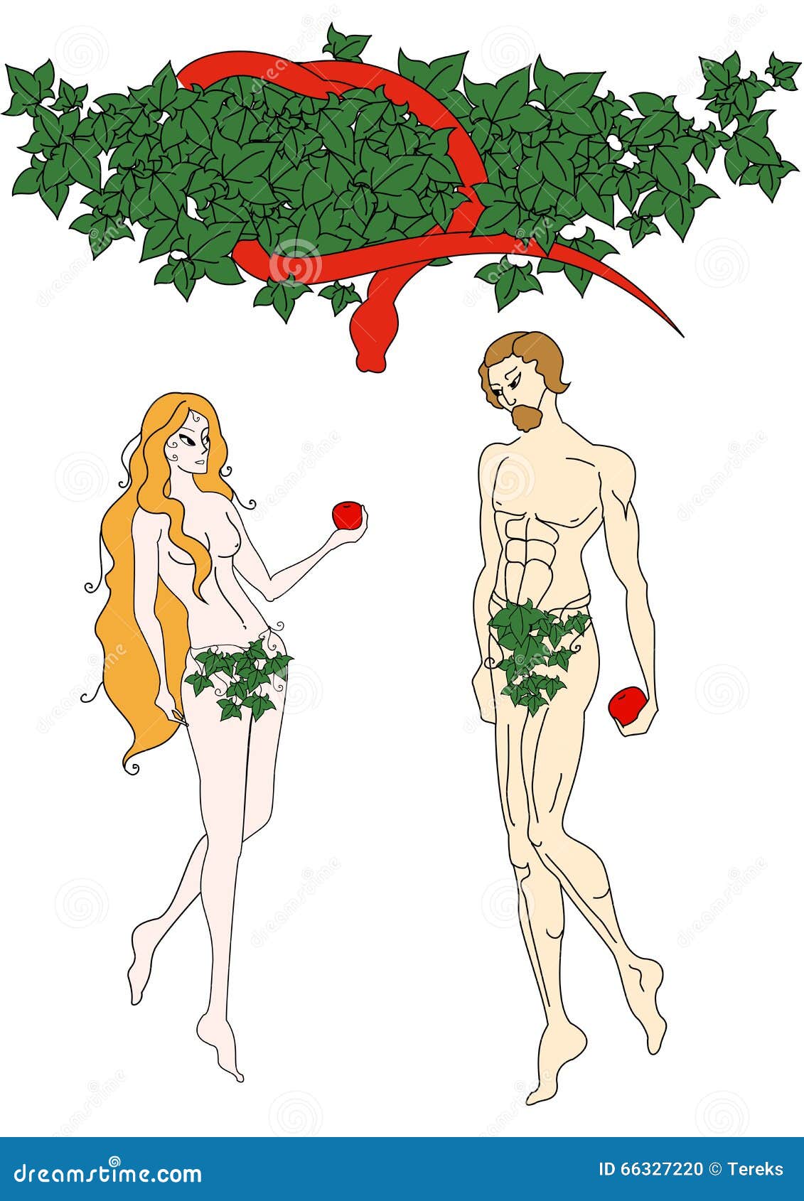 Adam and Eve stock illustration. 