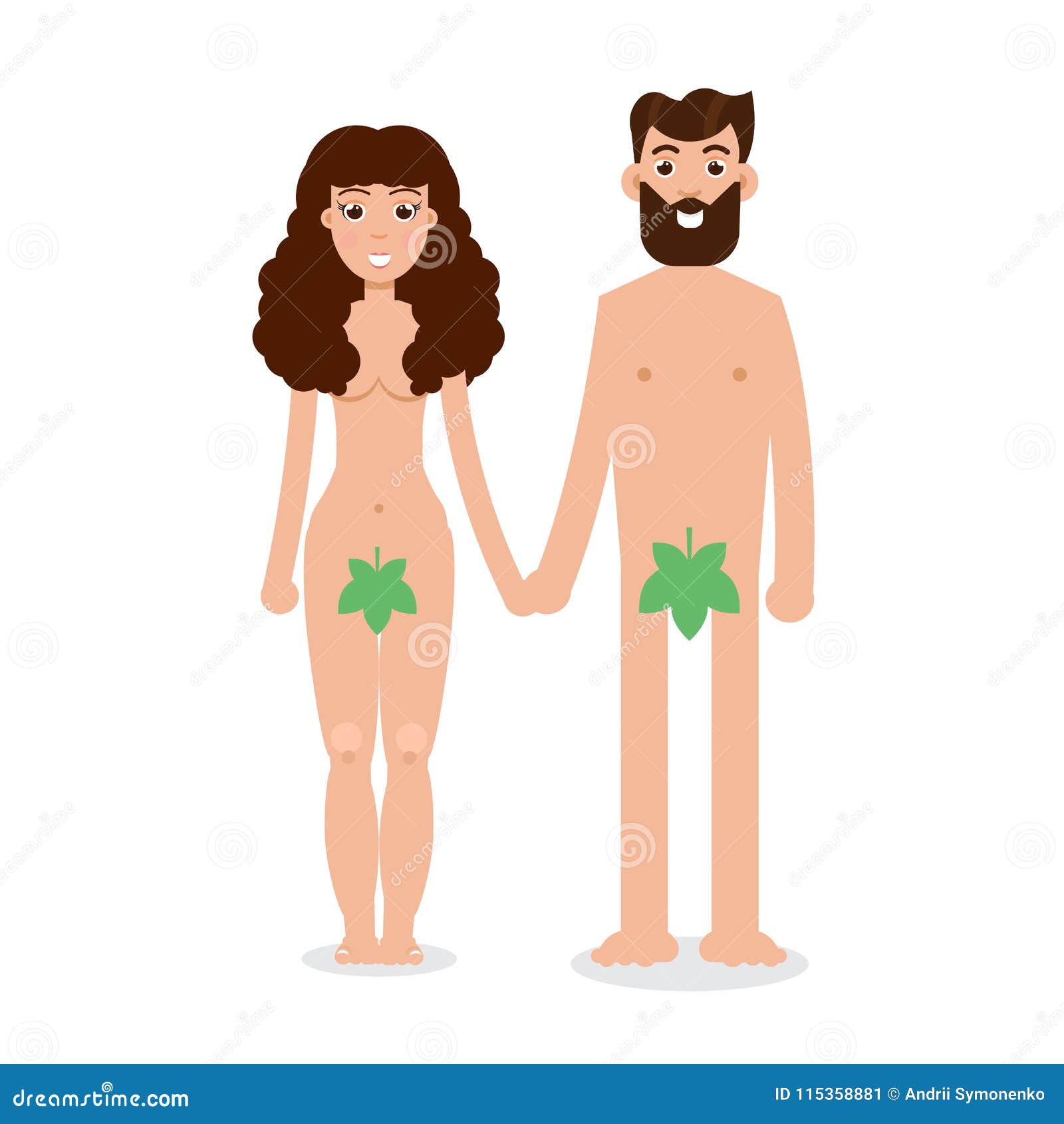 Adam and Eve Cartoon Character in Flat Style. Stock Vector - Illustration  of face, female: 115358881