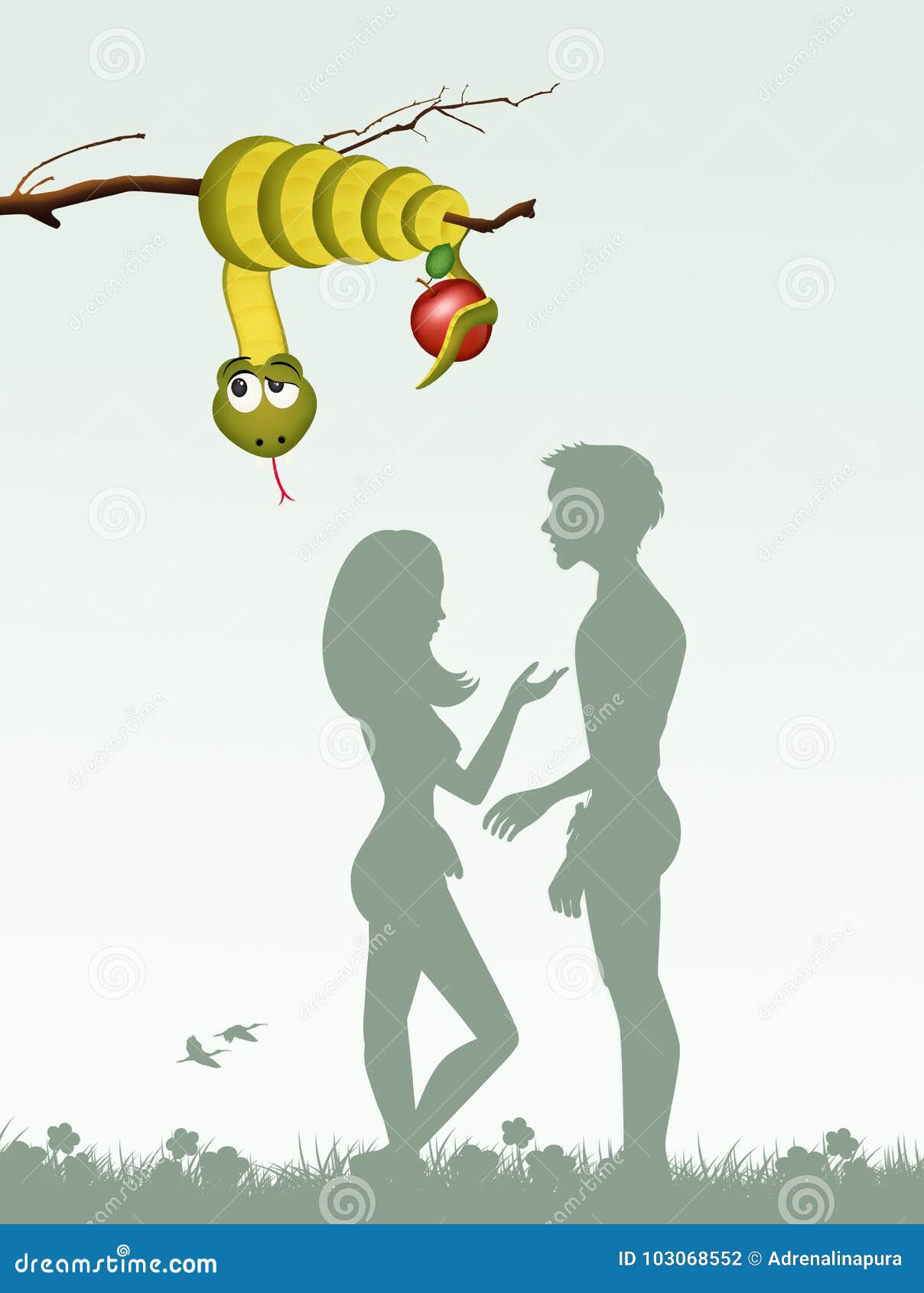 Adam And Eve Artnouveau Style Stock Illustration 