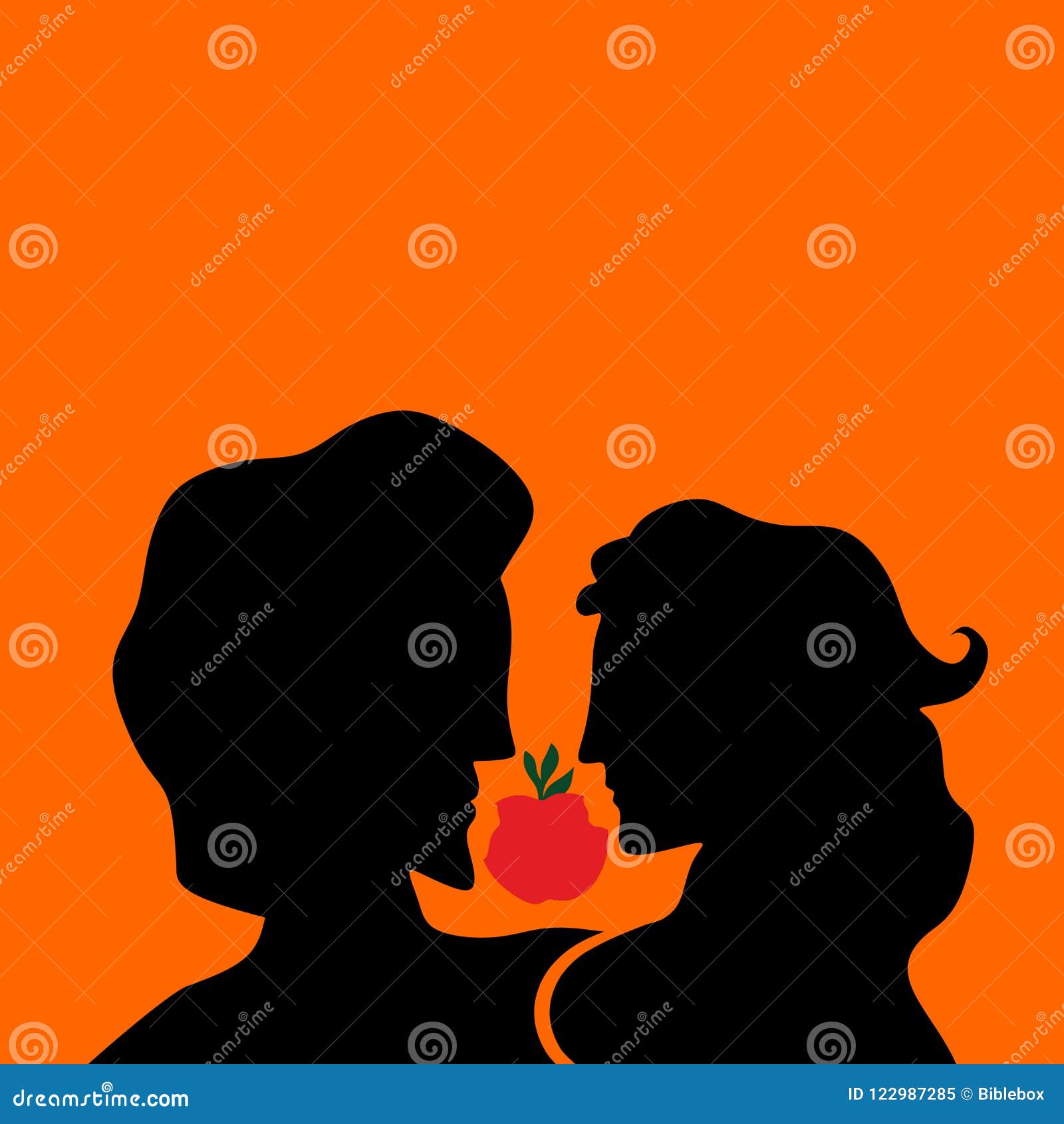 Adam And Eve Silhouette Hand Drawn Stock Vector Illustration Of