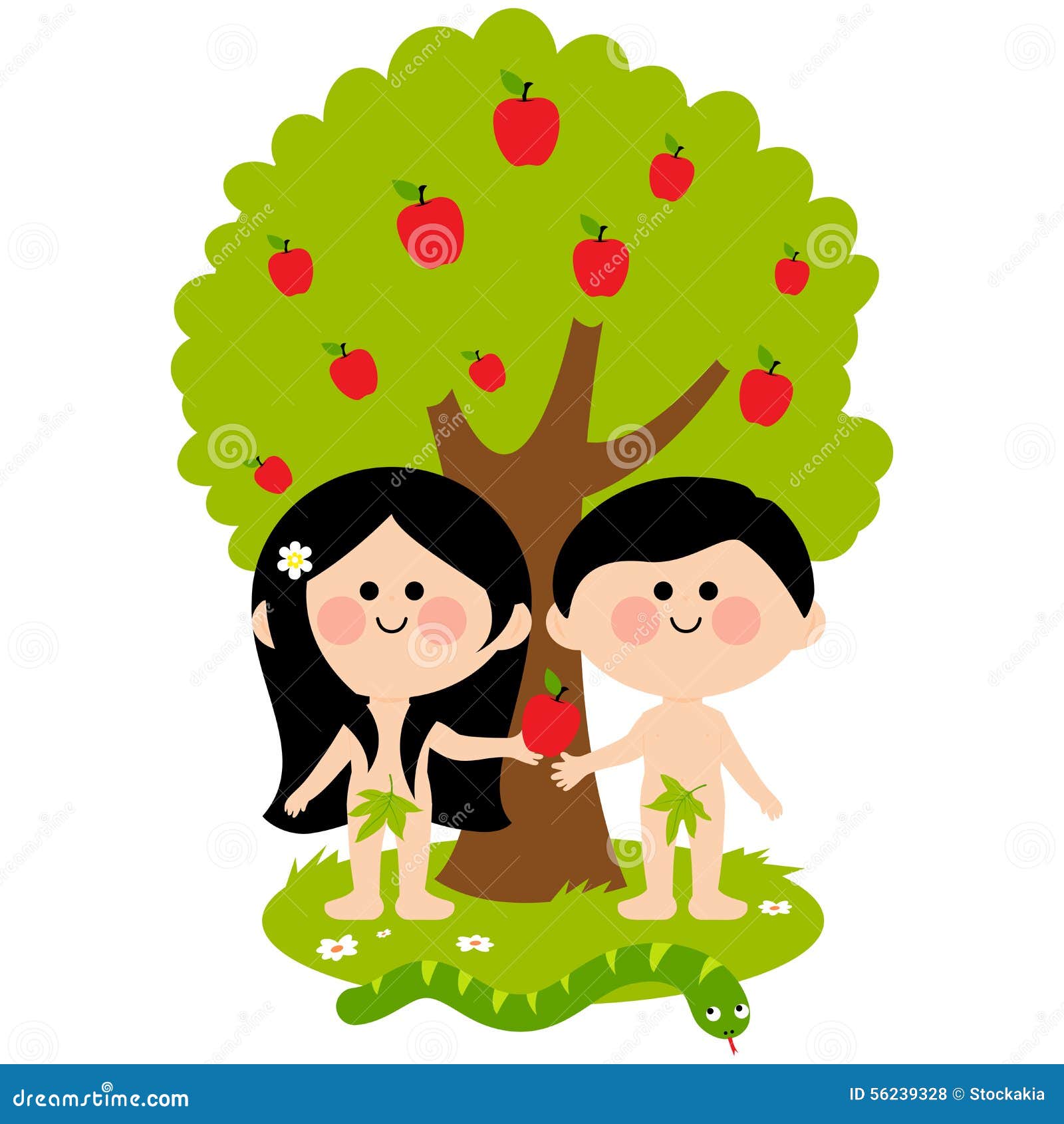 adam and eve under an apple tree.  