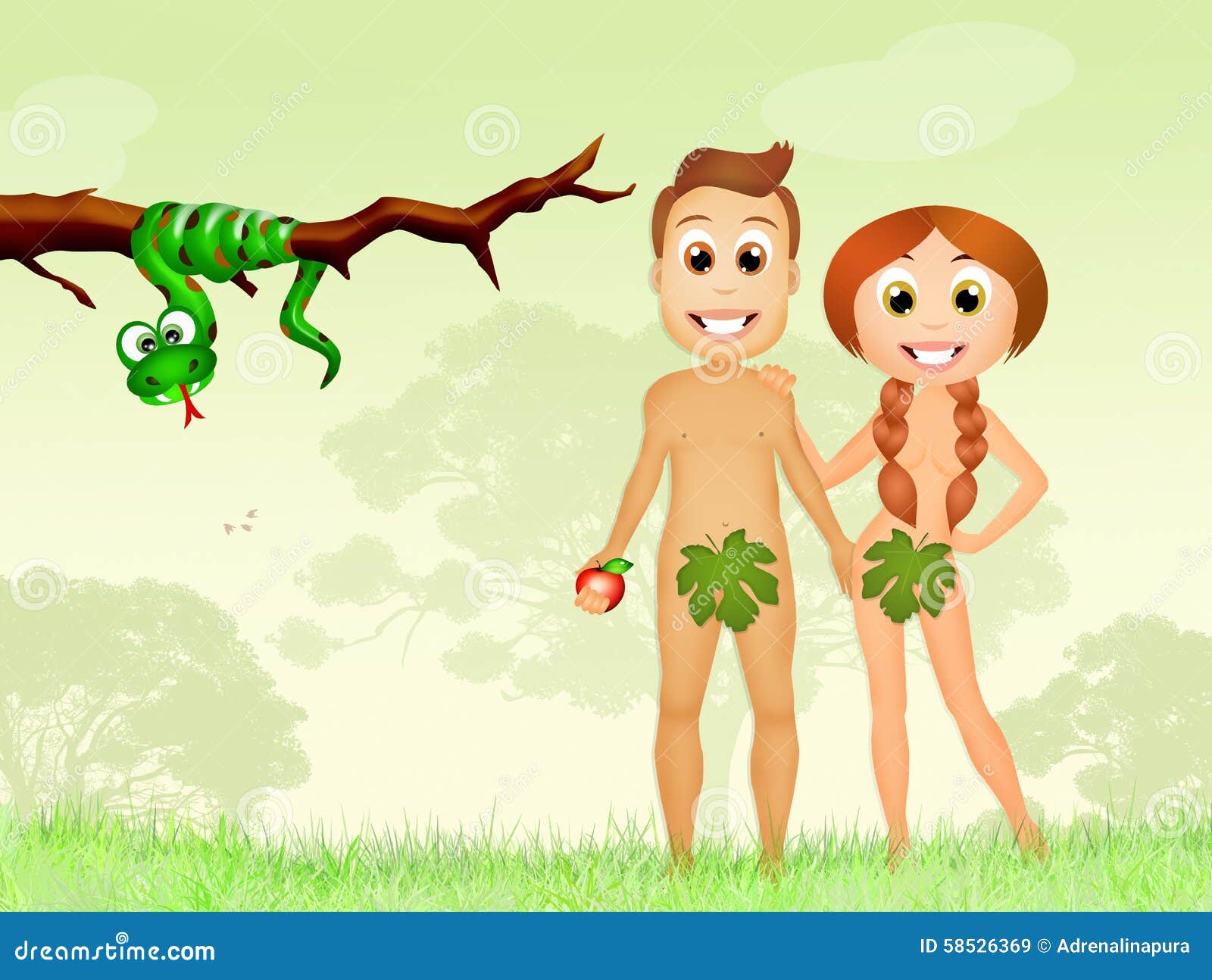 Adam Und Eve Im Garten Eden Stock Abbildung Illustration Von Garten Eden