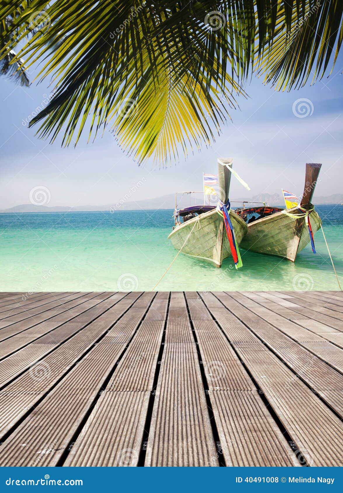 Adaman Sea And Wooden Boat In Thailand Stock Photo - Image ...