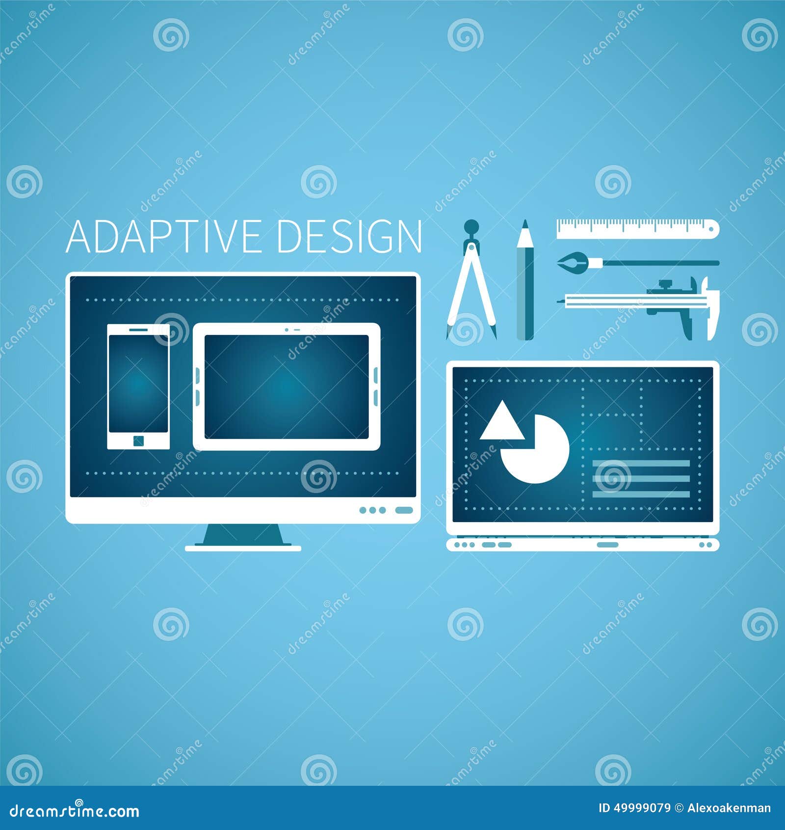 adaptive web graphic  development  concept in flat style