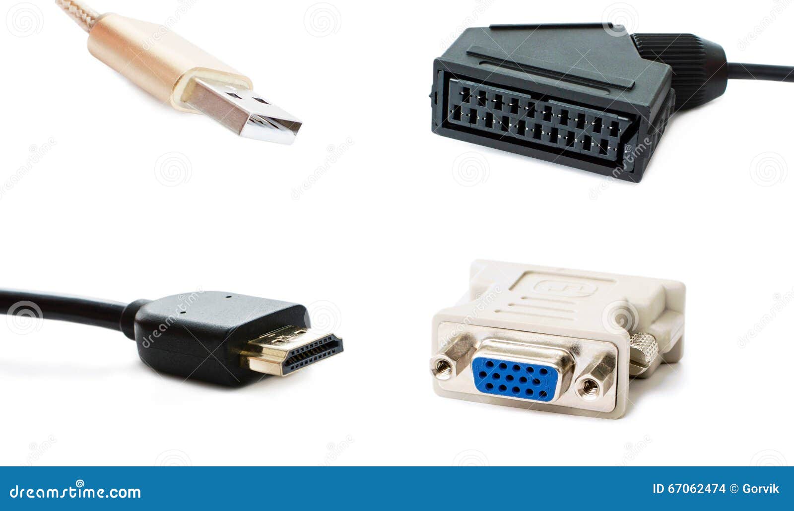 Adattatore SCART, USB, HDMI E DVI Fotografia Stock - Immagine di corrente,  seriale: 67062474