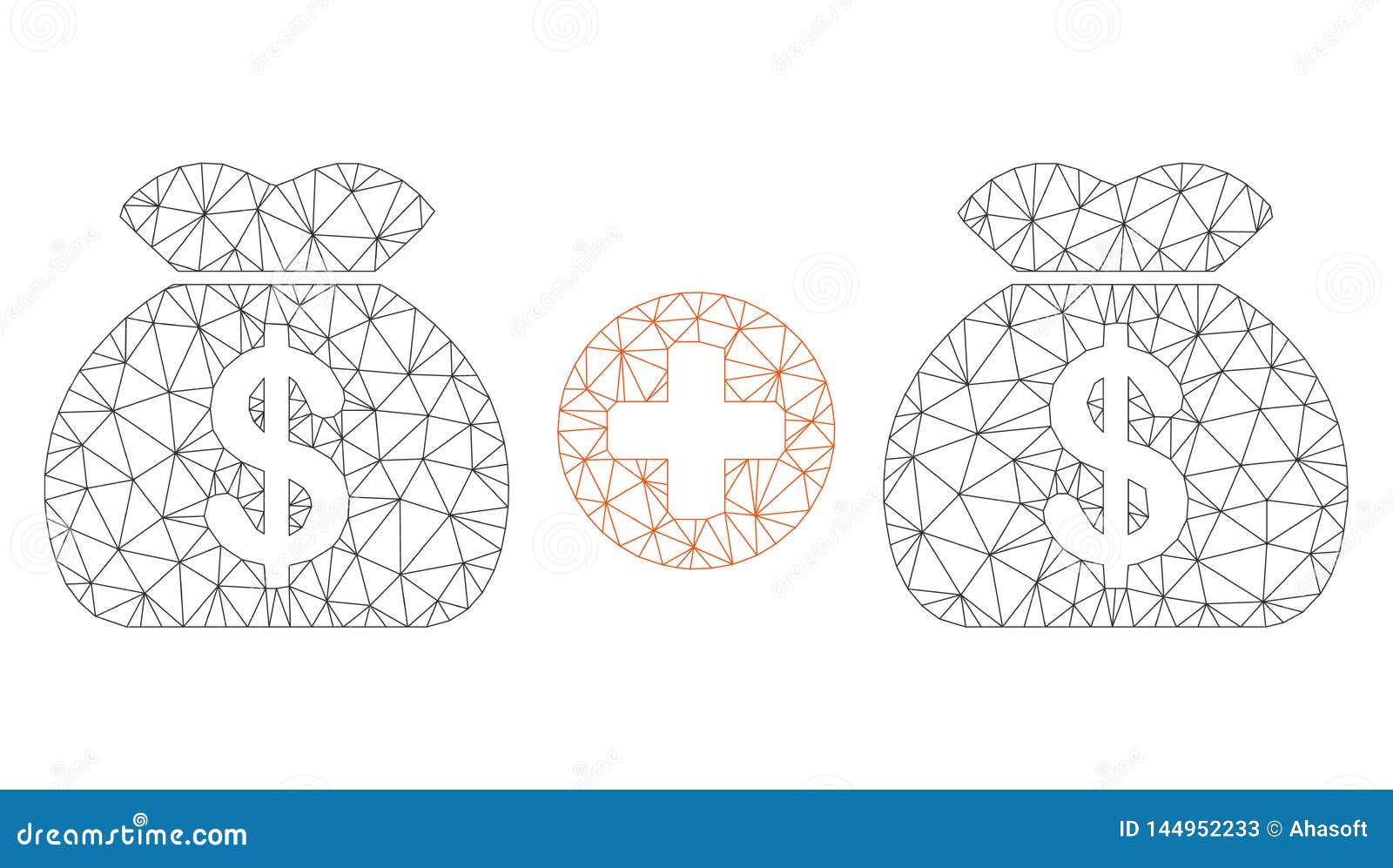 Download Add Money Bags Polygonal Frame Vector Mesh Illustration ...
