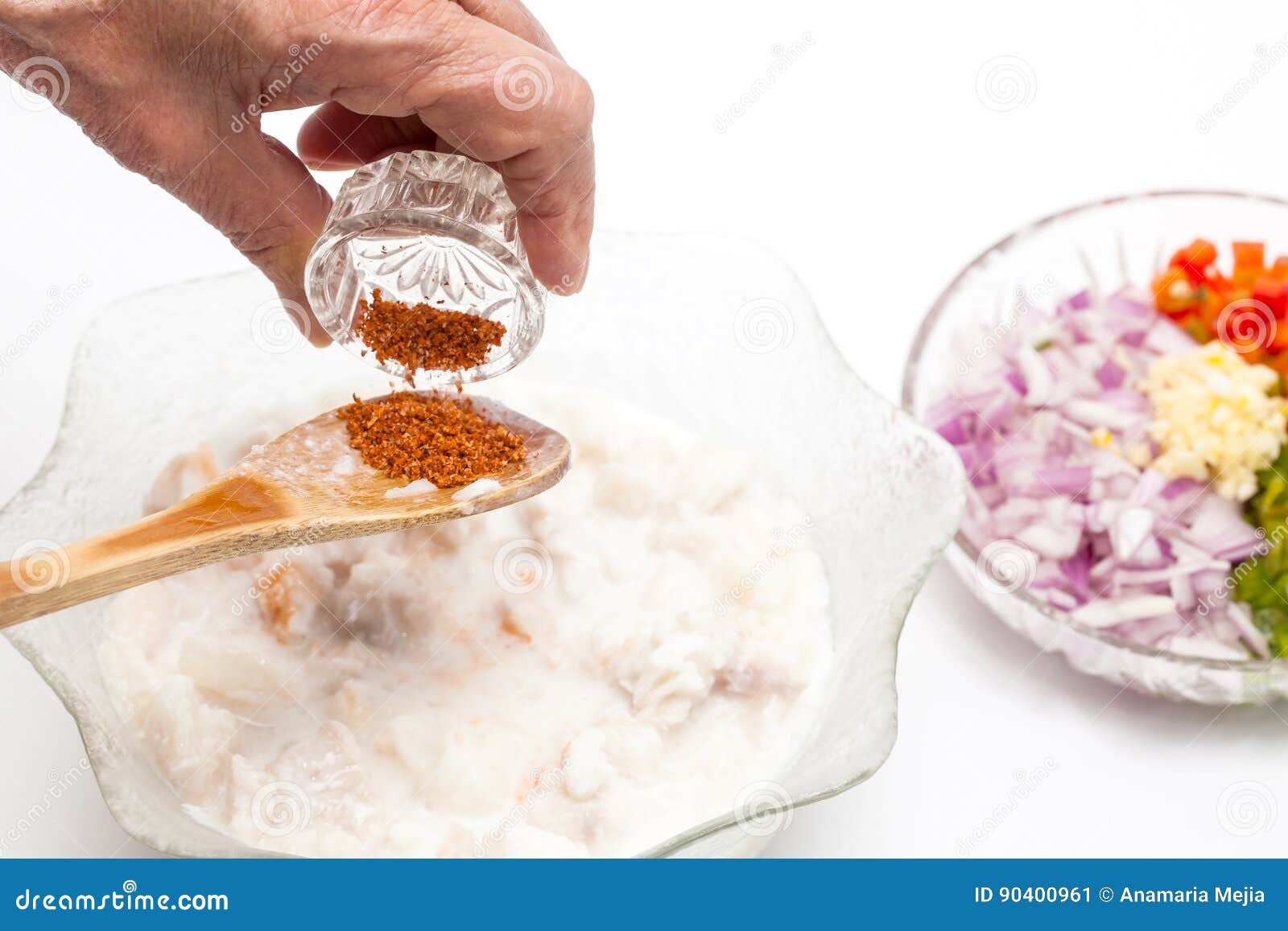 Add Red Pepper To the Marinated Fish Stock Image Image of marinated
