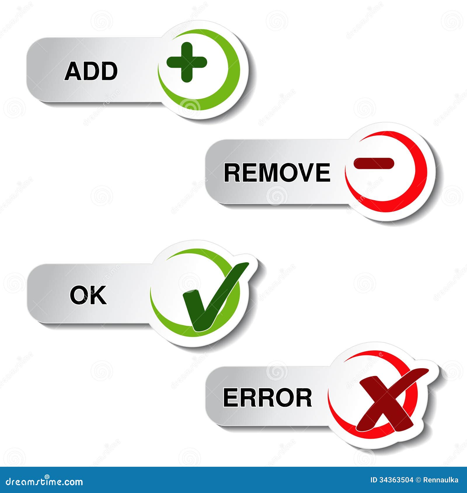 Add Remove And Ok Error Item Button Stock Vector Add Remove And Ok Error Item Button Stock Vector