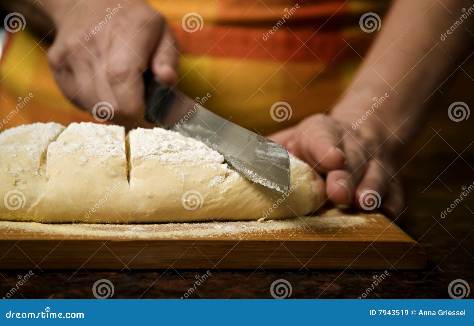 Adding Cut To Unbaked Bread Dough Stock Image Image of dough, slice