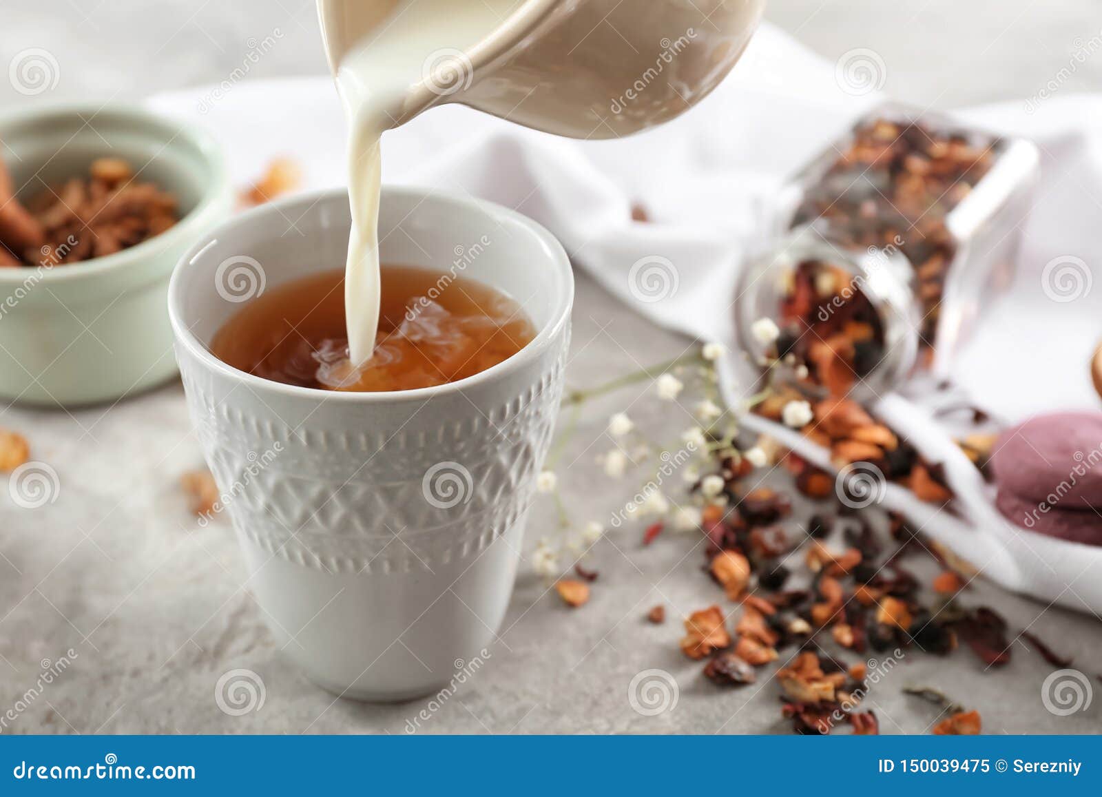 Adding Milk To Delicious Tea on Table Stock Image Image of adding, aromatic 150039475