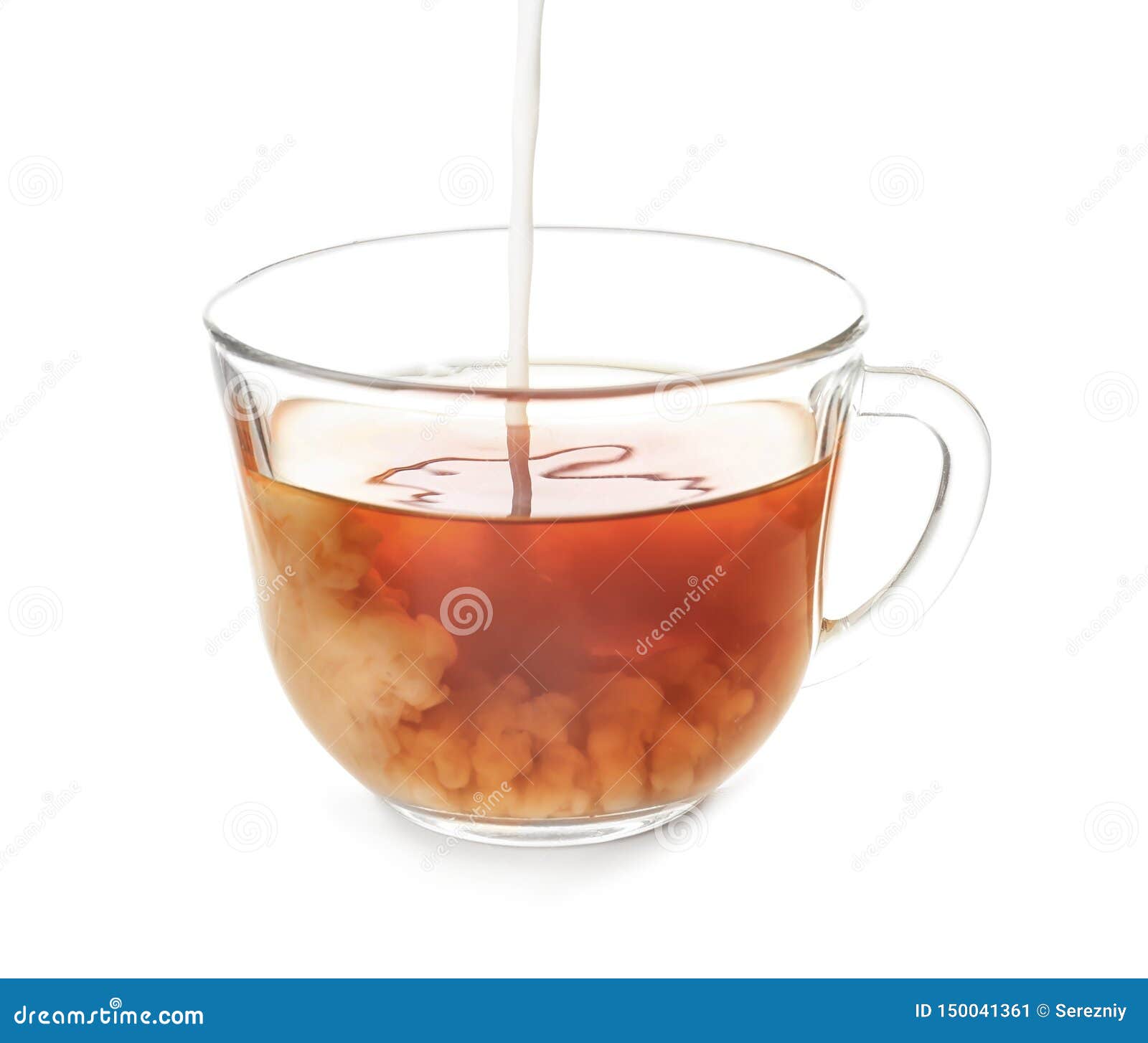 Adding Milk To Delicious Tea on White Background Stock Image Image of morning, brewed 150041361