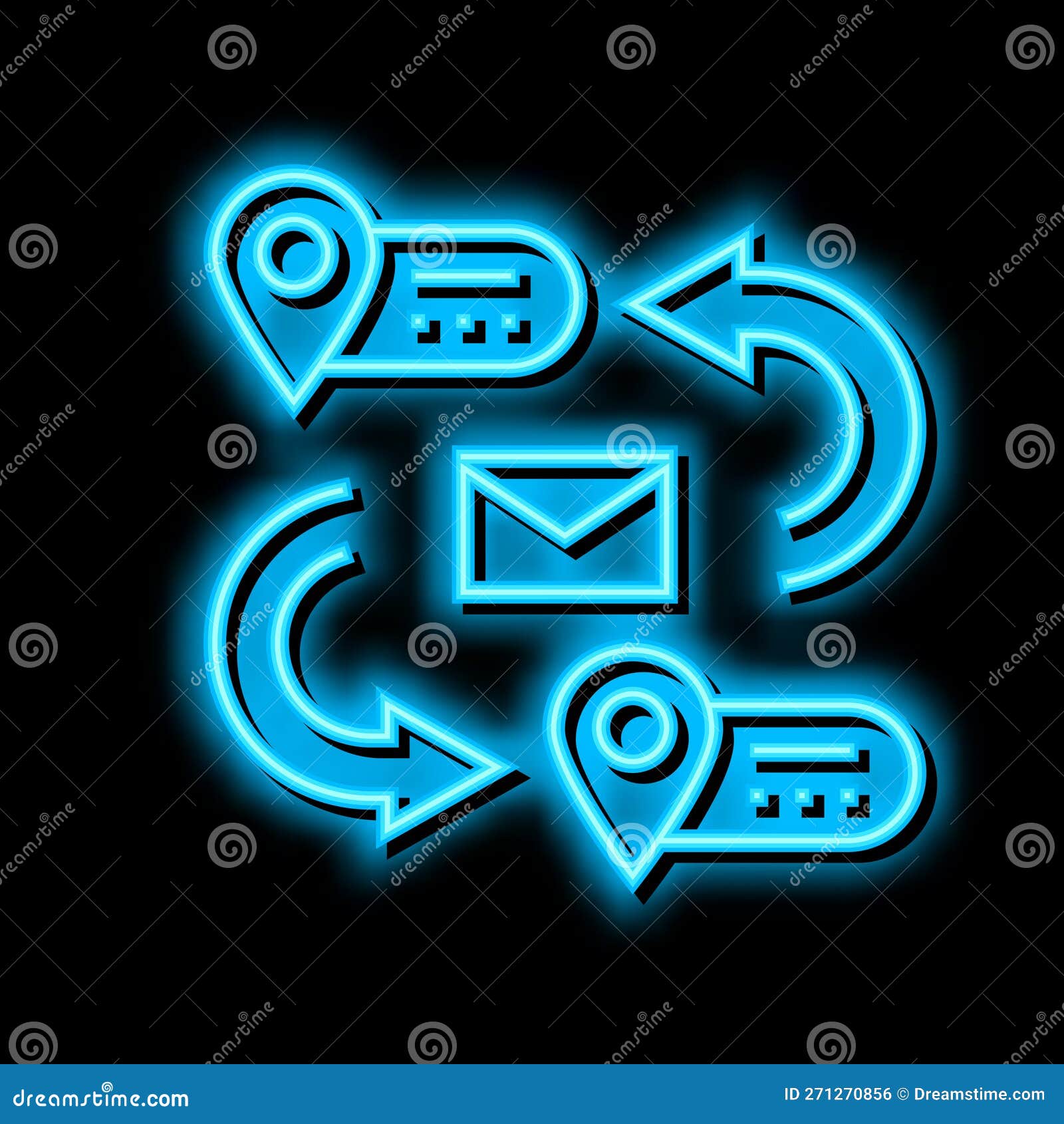 Address for Sending Letter Neon Glow Icon Illustration Stock Vector