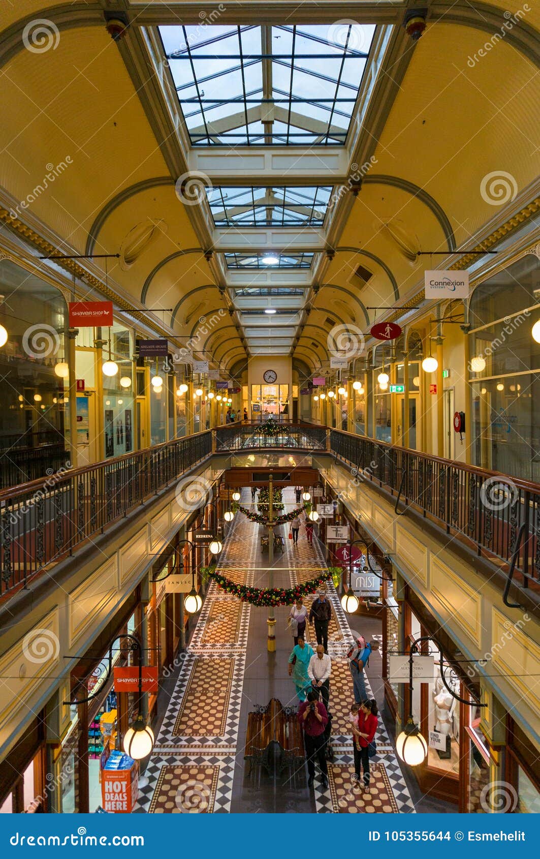Adelaide Arcade with Christmas Decorations Editorial Stock Image