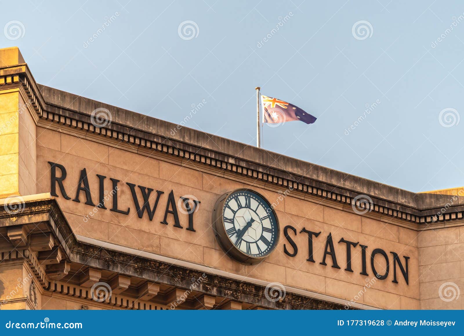 Adelaide Railway Station with Flag Stock Photo Image of city
