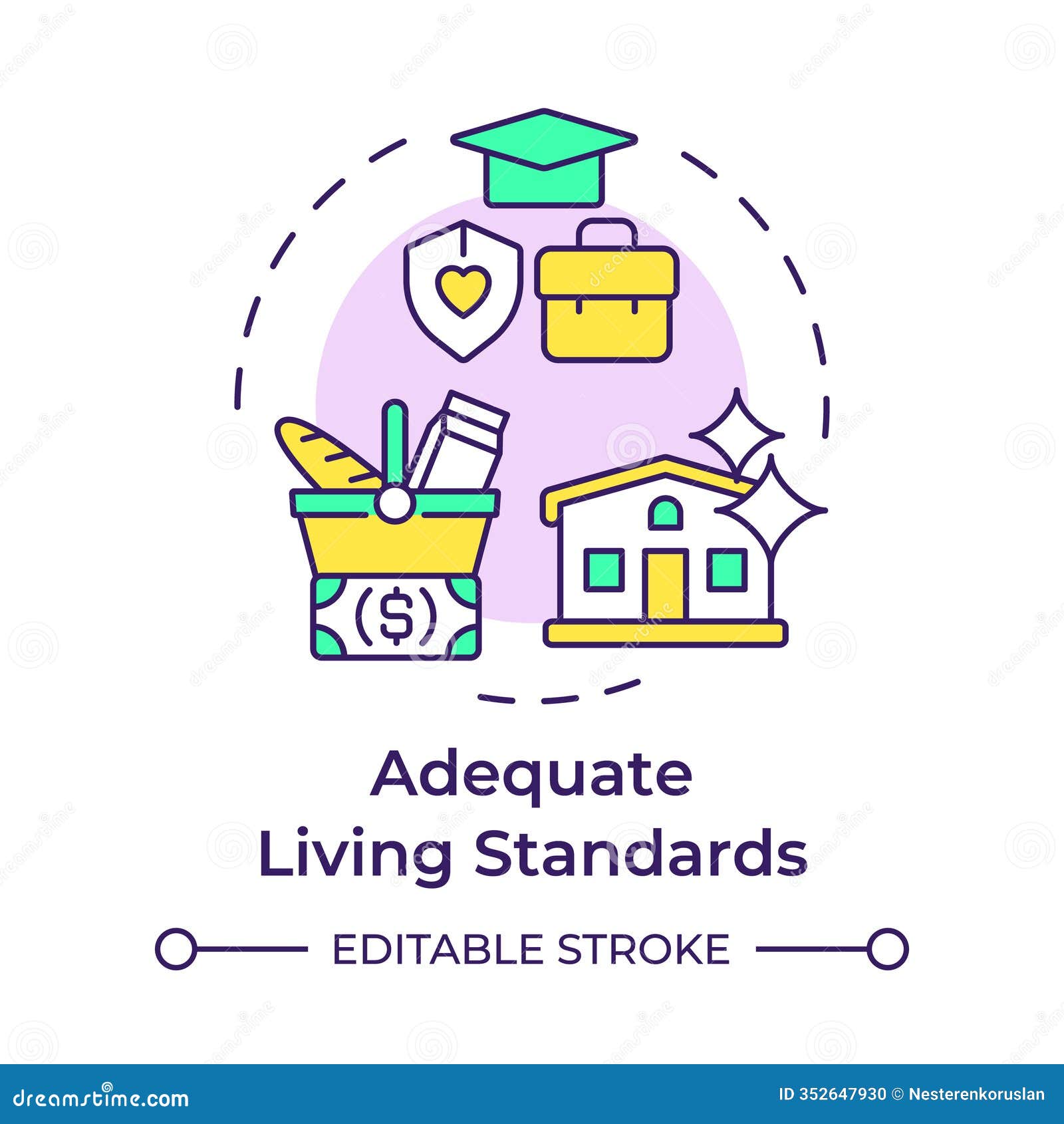 adequate living standards multi color concept icon