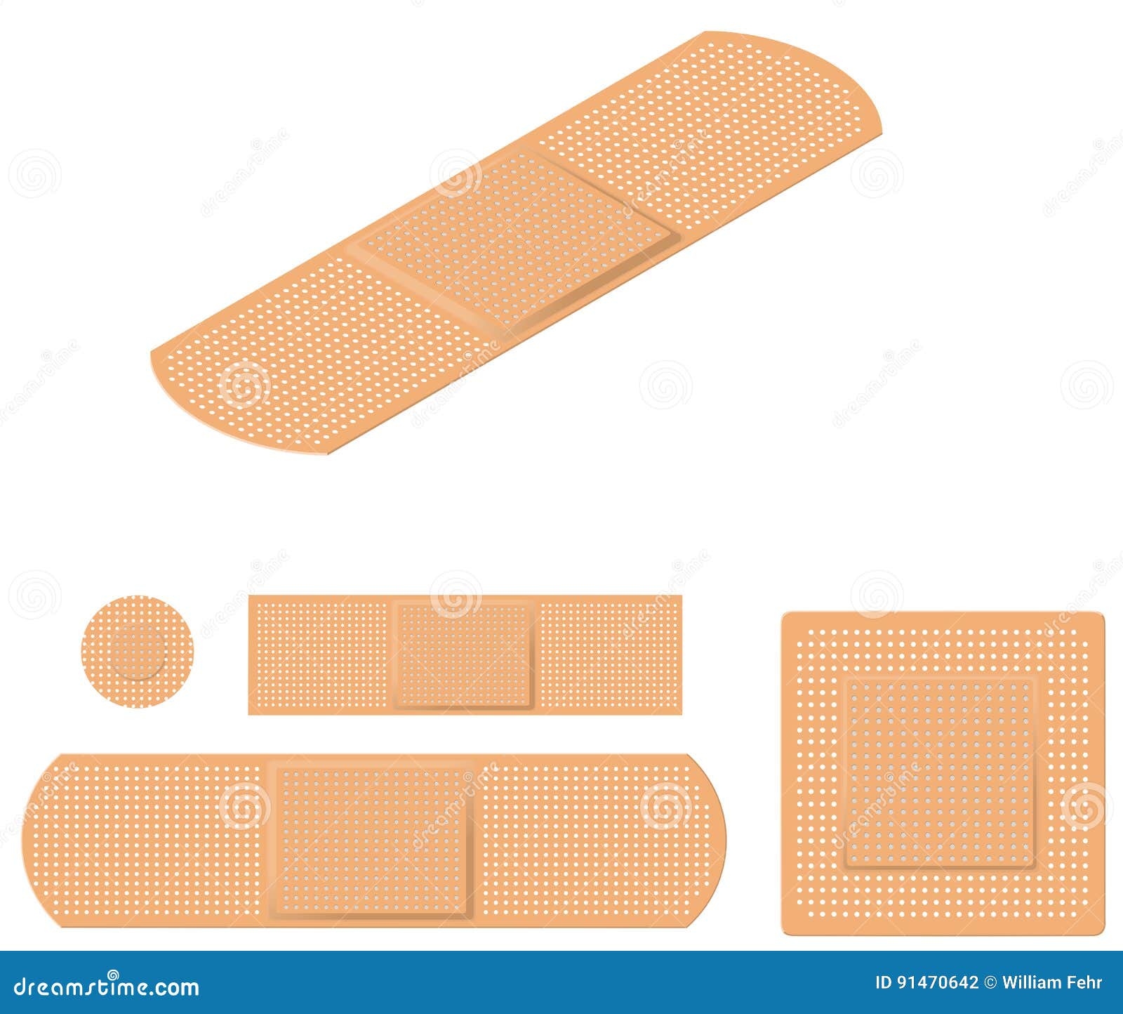Adhesive Bandages Set In Different Shape Isolated On White Background