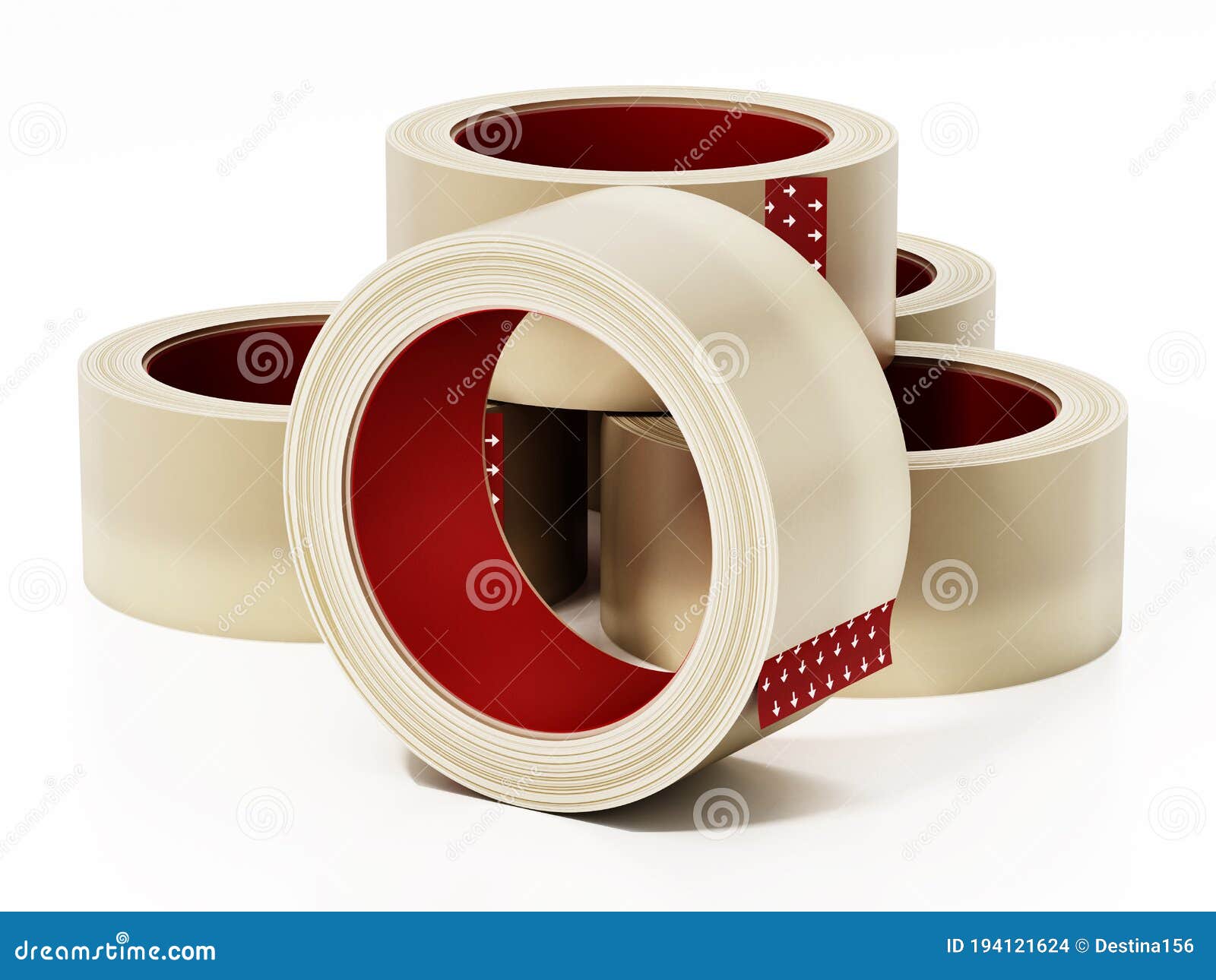 Adhesive Clear Tapes Isolated on White Background. 3D Illustration