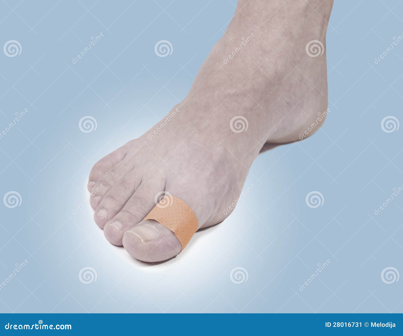 Adhesive Healing Plaster on Foot Finger. Stock Image - Image