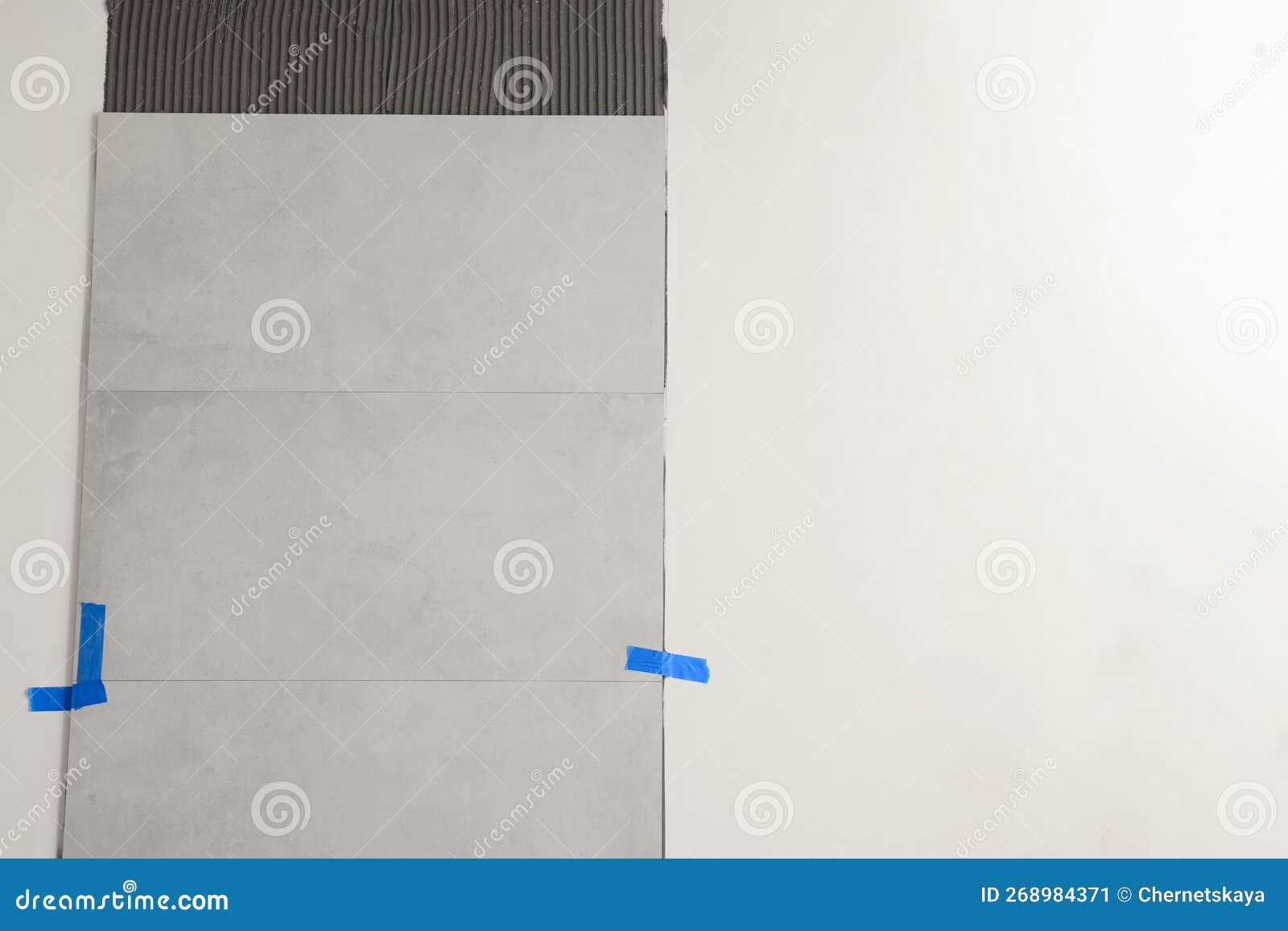 Adhesive Mix with Tiles on White Wall Stock Image Image of material